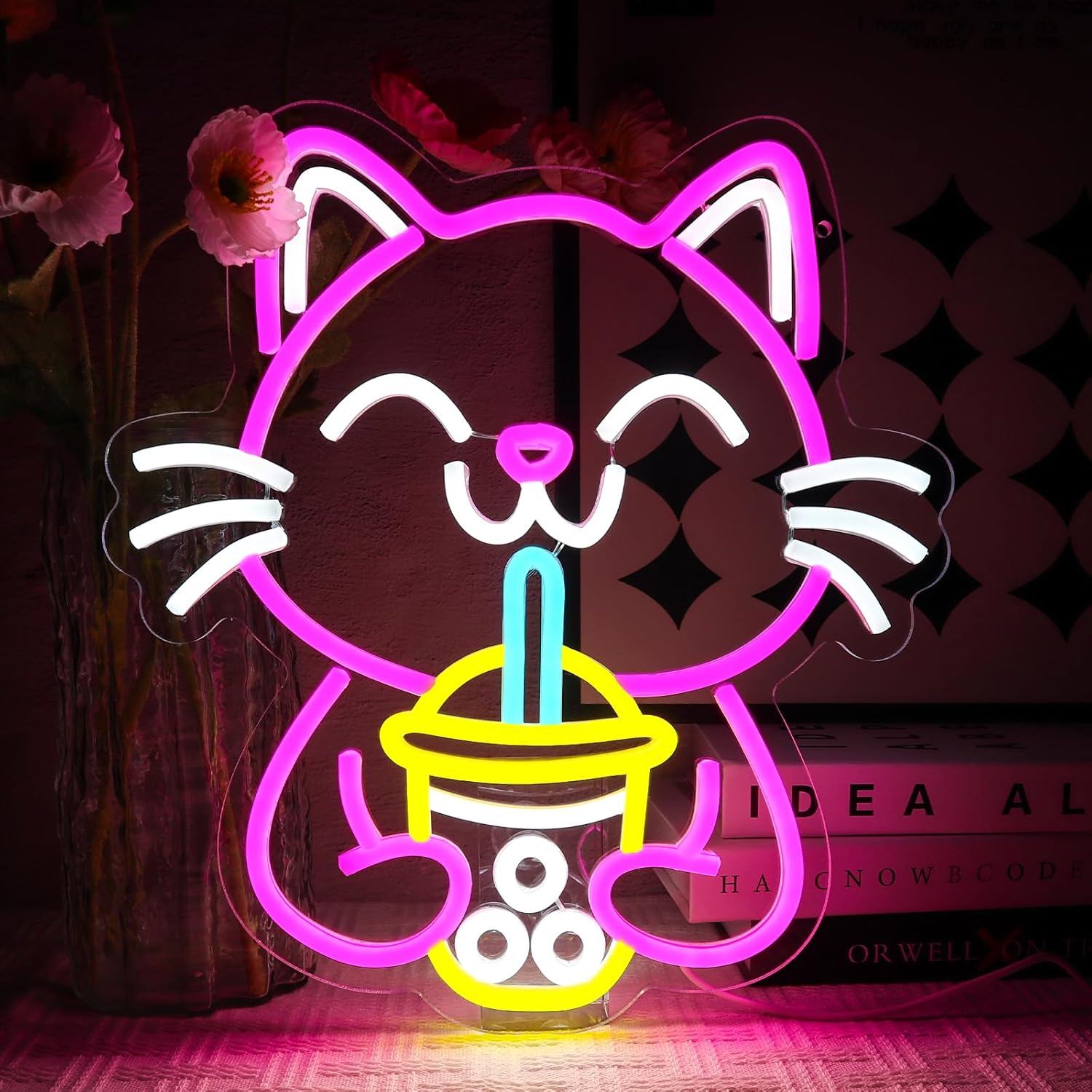 Oycgzv Insegna Neon Gatto per Decorazione Parete