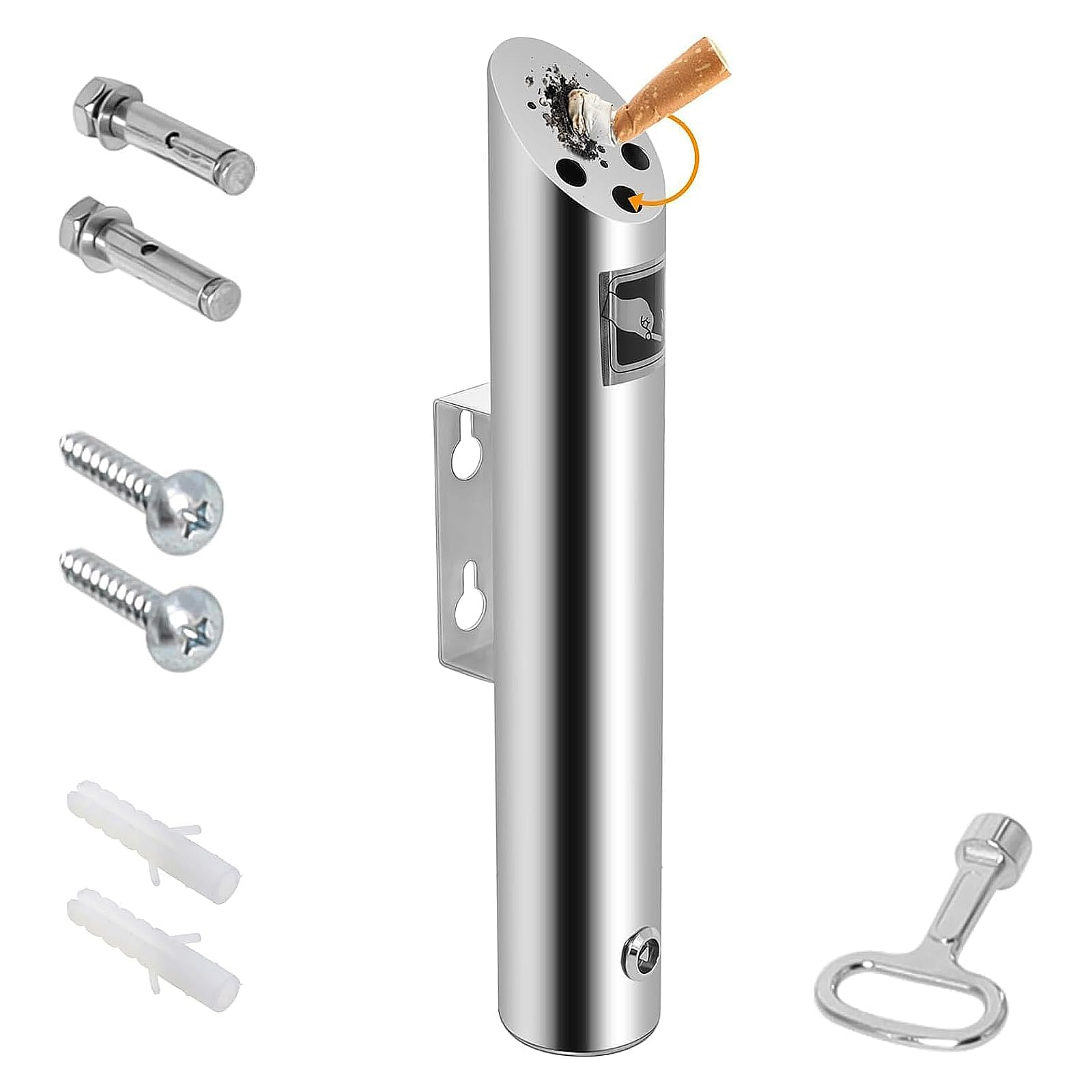 Portacenere Rotondo a Parete con Serratura