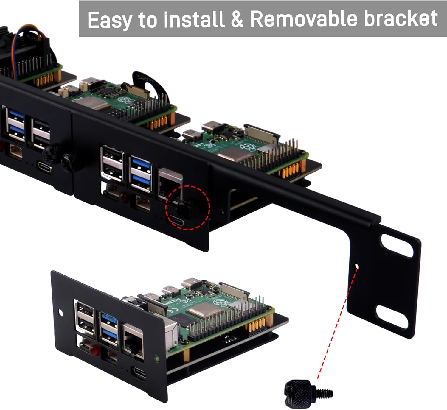 Geeekpi Supporto Rack 1U per Raspberry Pi 5/4B - immagine 7