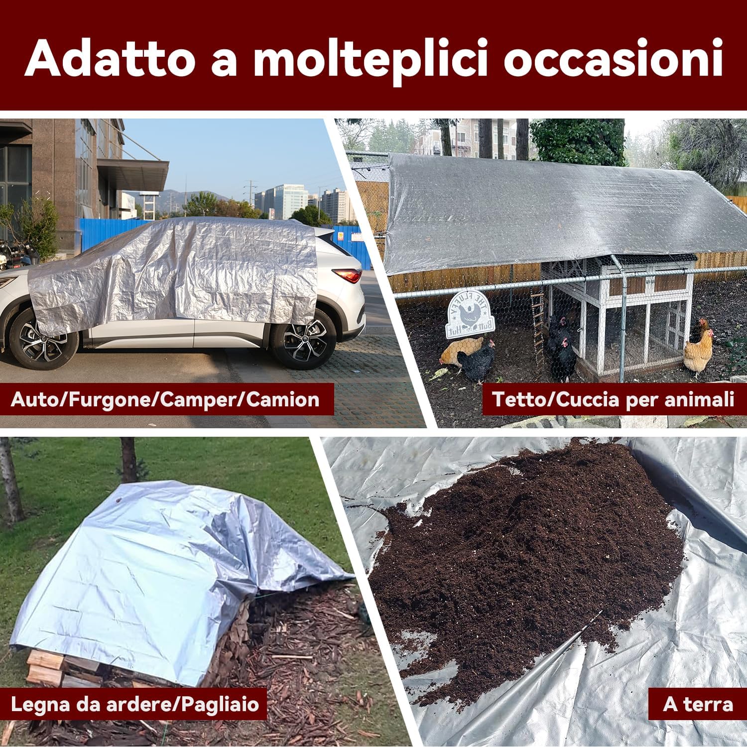 Covall Telo Telone Occhiellato Impermeabile Bicolore 5x6m - immagine 7