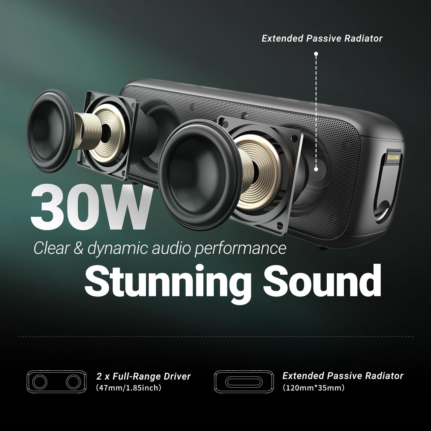 Bogasing G6 - Cassa Bluetooth Potente 30W, Nera - immagine 2