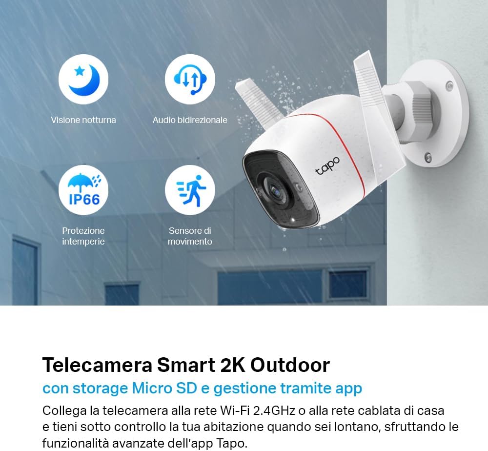 TP-Link Tapo C310P2 - Telecamera Wi-Fi Esterno UHD 3MP (2 Pezzi) - immagine 2