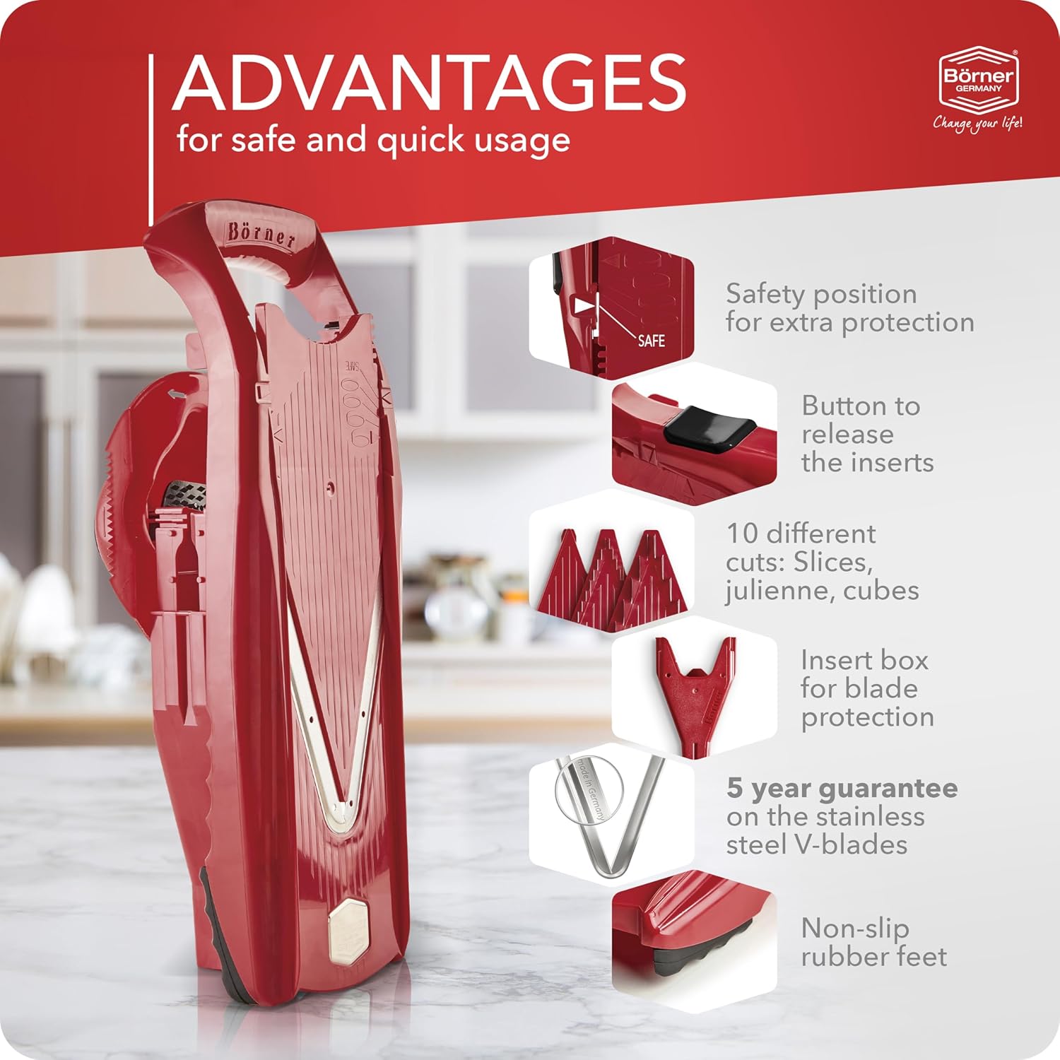 Börner Affettaverdure V5 Plus Set (Rosso) - immagine 4