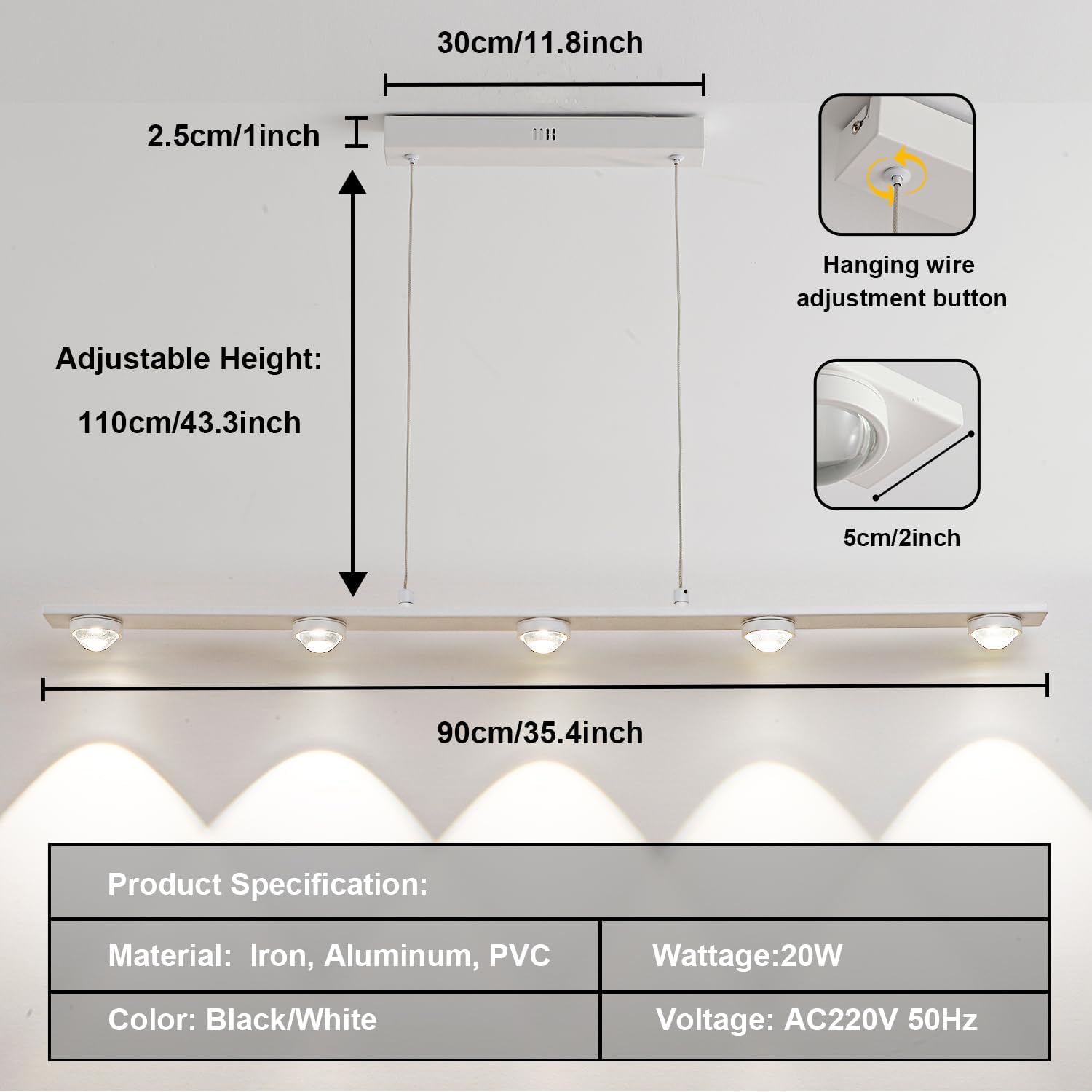 Lampada a Sospensione LED Dimmerabile 90CM - immagine 4