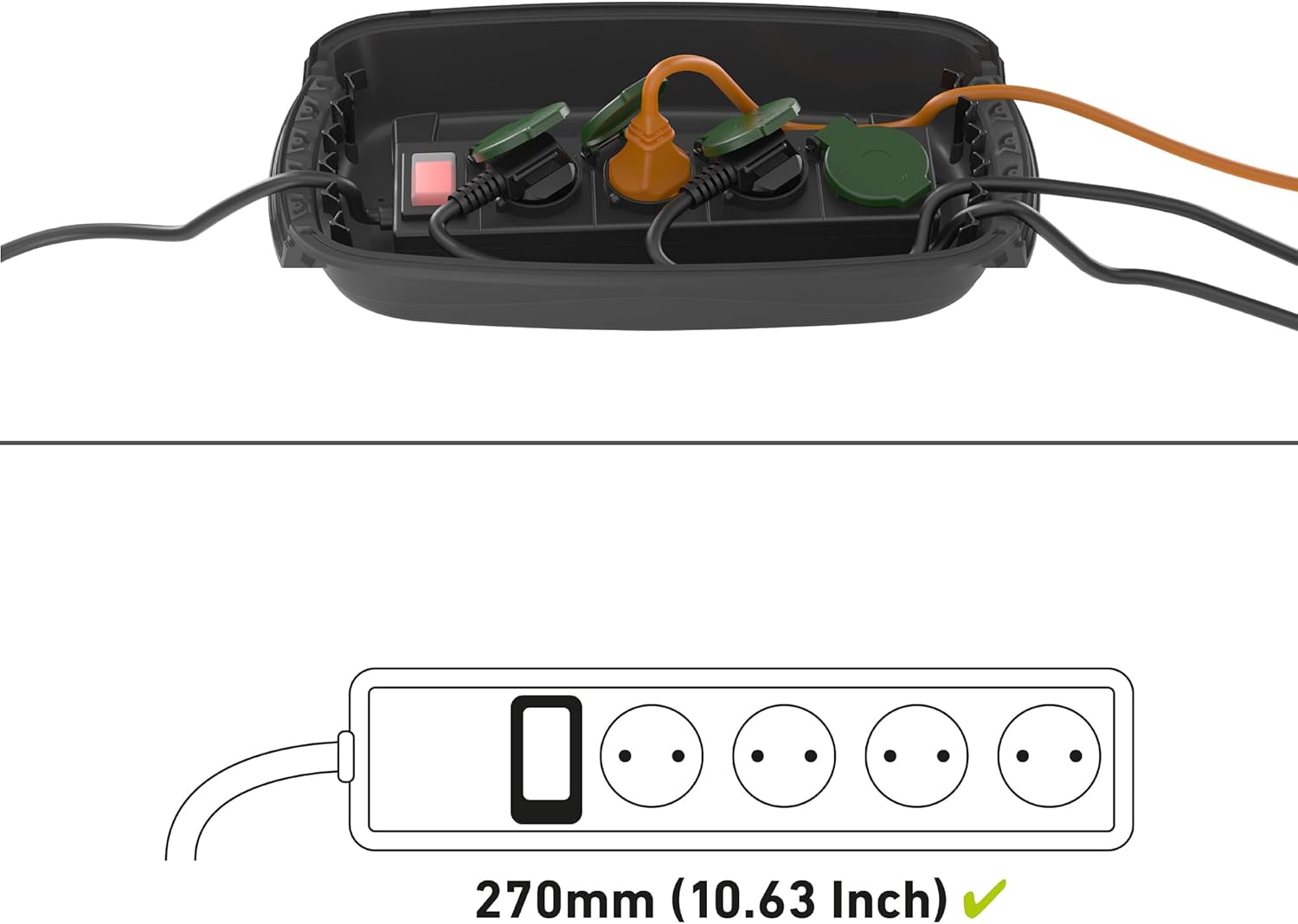 D-line Cassetta per Cavi per Esterni IP54, Nero - immagine 2