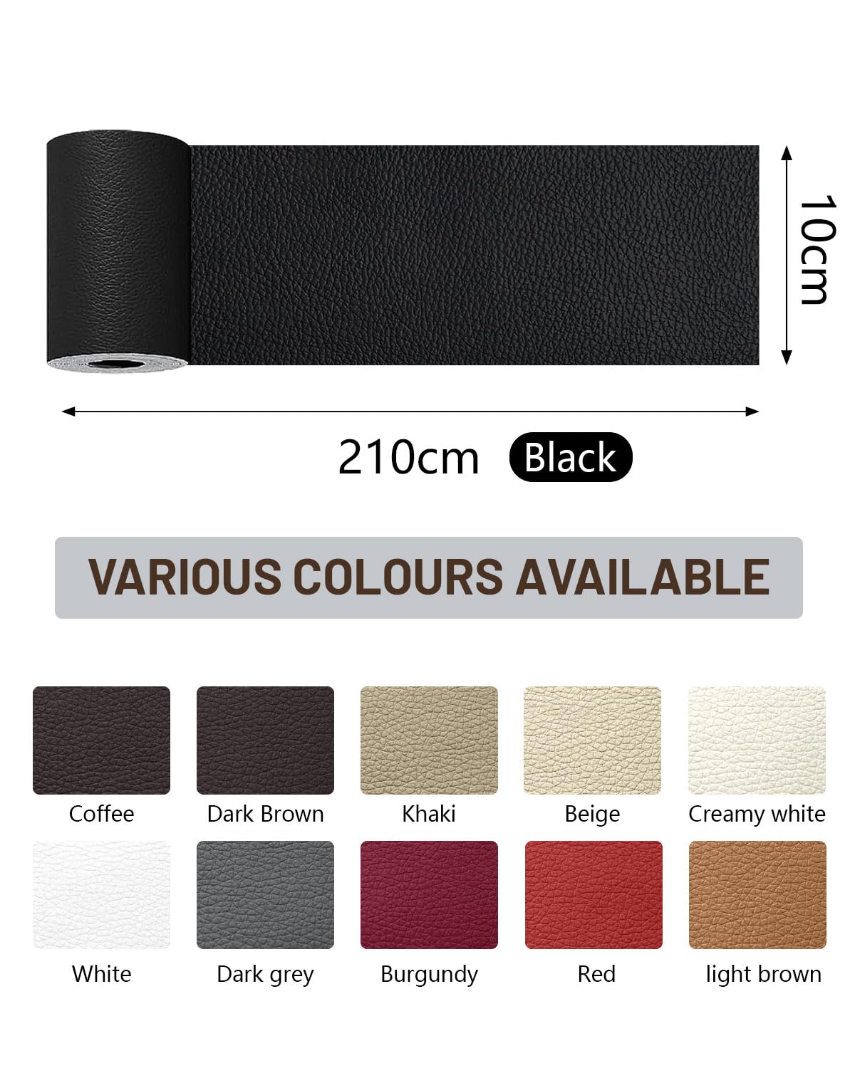 Pelle Adesiva per Riparazioni 10x210 CM, Nera - immagine 2