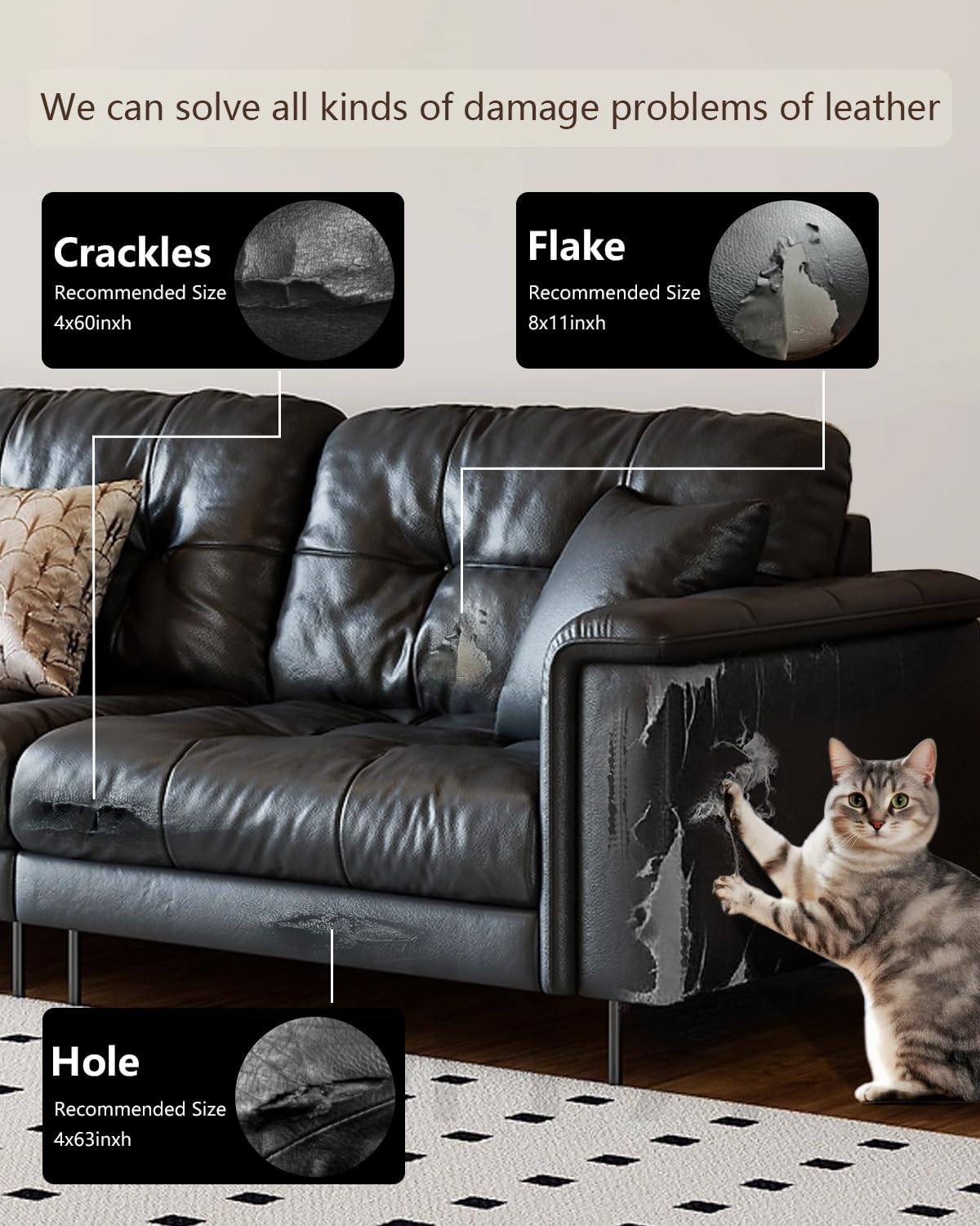 Pelle Adesiva per Riparazioni 10x210 CM, Nera - immagine 3