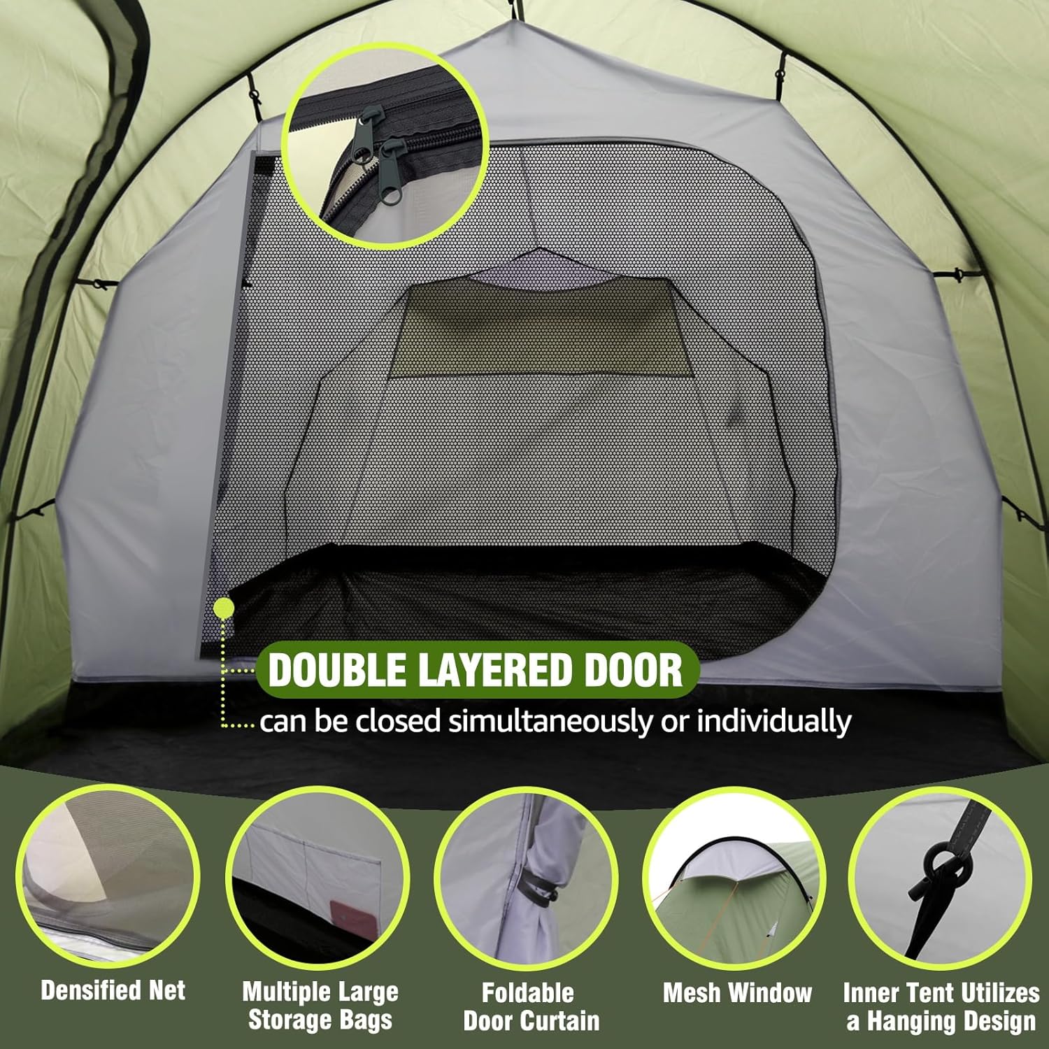 Chihee Tenda a Tunnel 4 Persone con 2 Porte - immagine 4