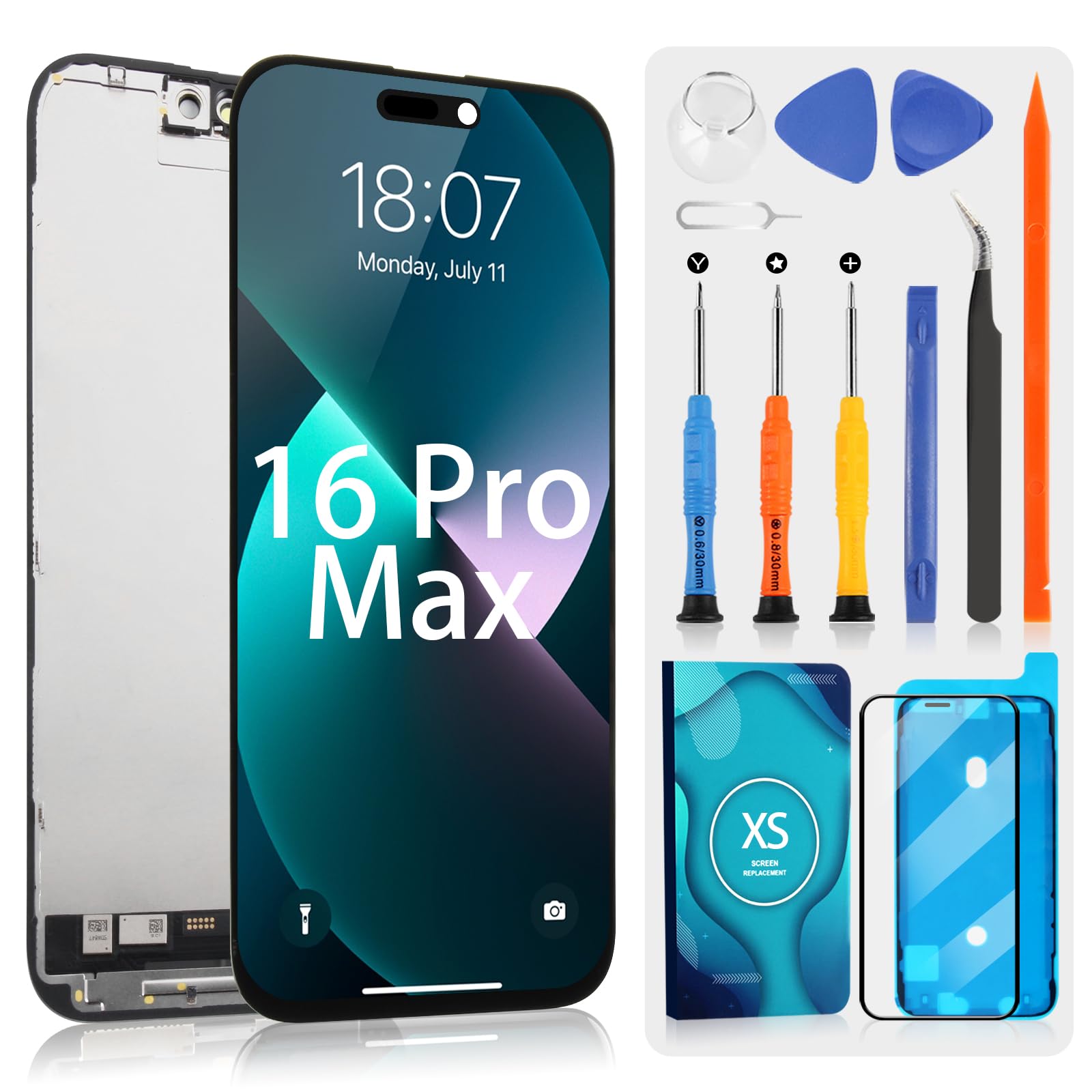 ARSSLY Display LCD per iPhone 16 Pro Max, Nero Incell