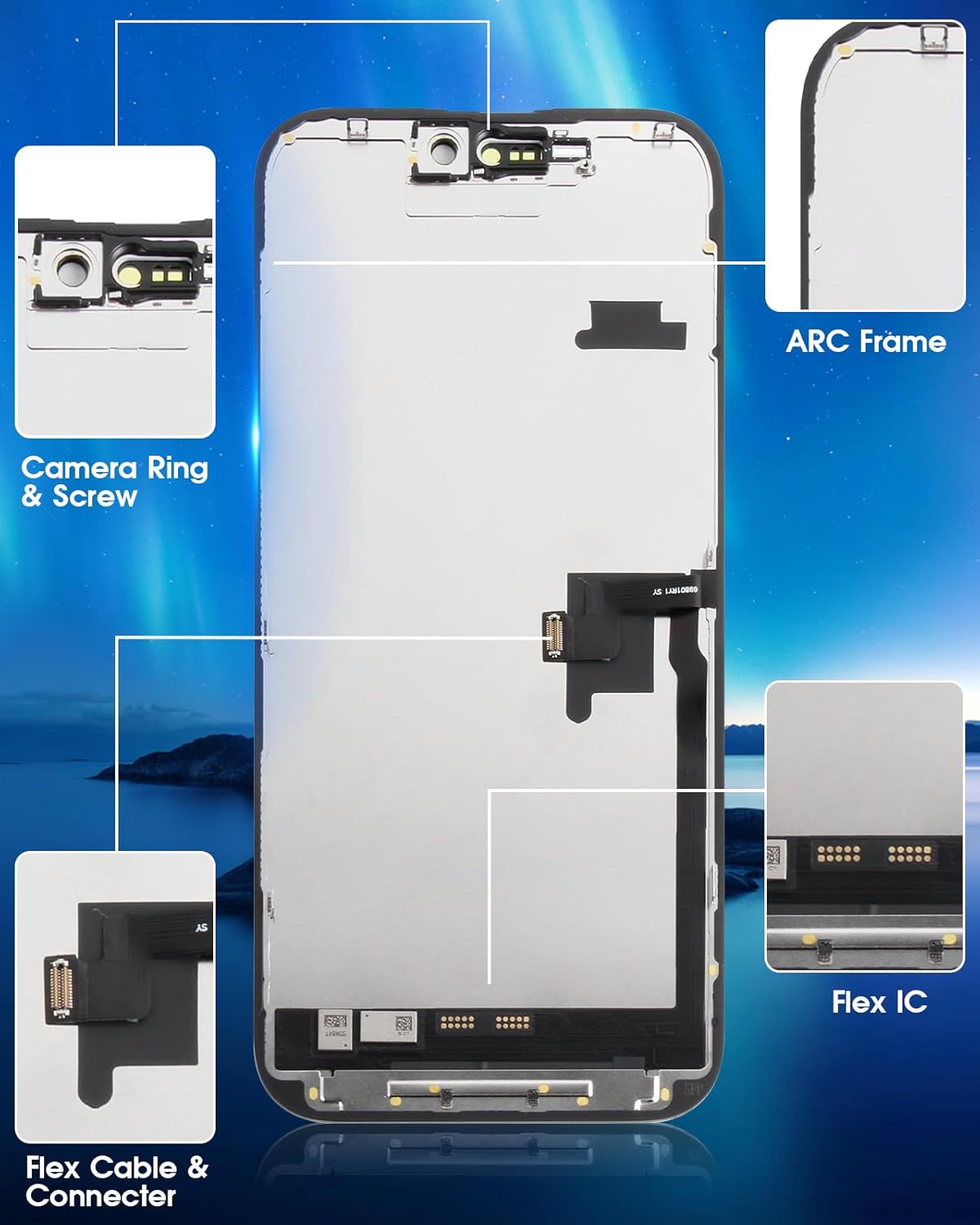 ARSSLY Display LCD per iPhone 16 Pro Max, Nero Incell - immagine 7