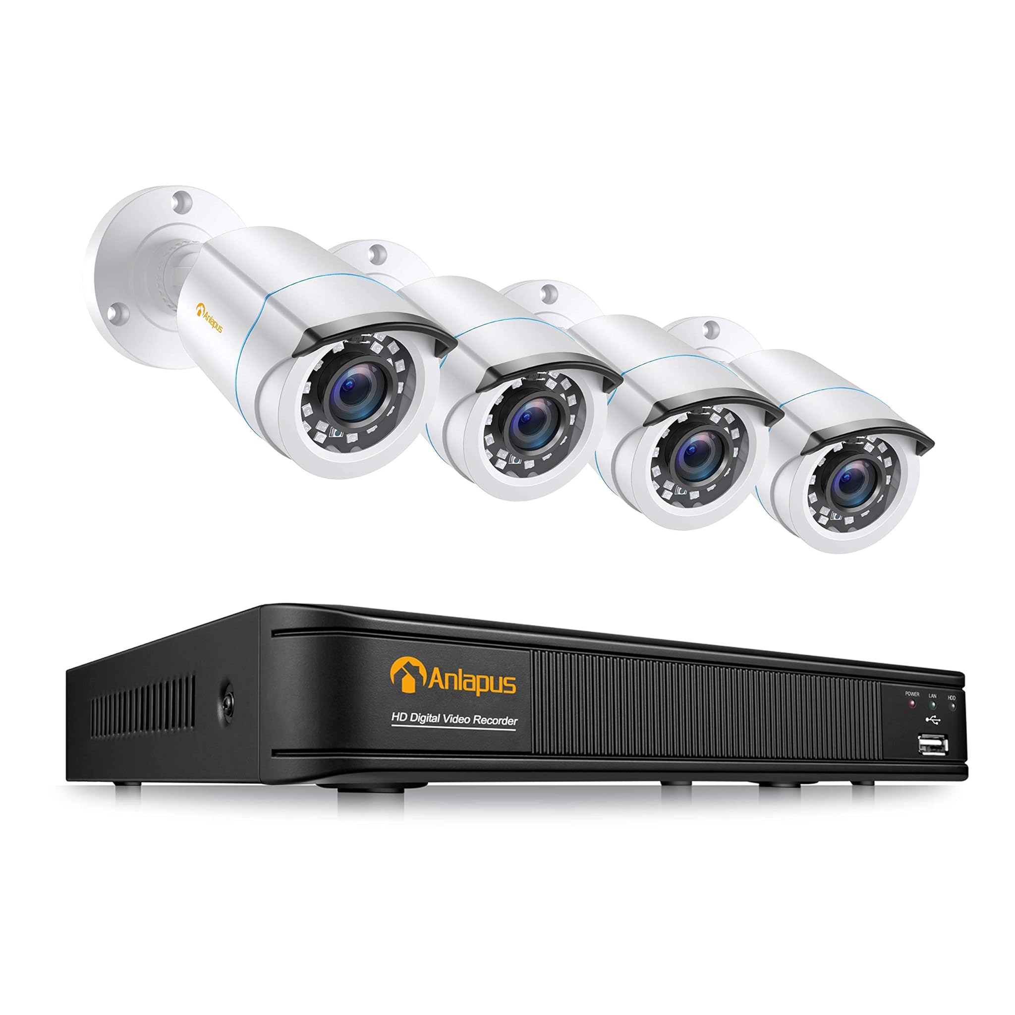Anlapus 1080P Kit Sorveglianza DVR 8CH H.265+ (4 Telecamere)
