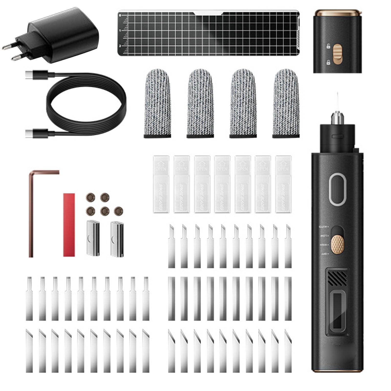 Garsent Coltello Taglio Ad Ultrasuoni Pro 40 KHz, Strumento Taglio Artigianale Portatile per Stampe 3D, PVC, Pelle, Plastica, Resina, Include 50 Lame di Ricambio, Coltello Sonico per Fai (Spina