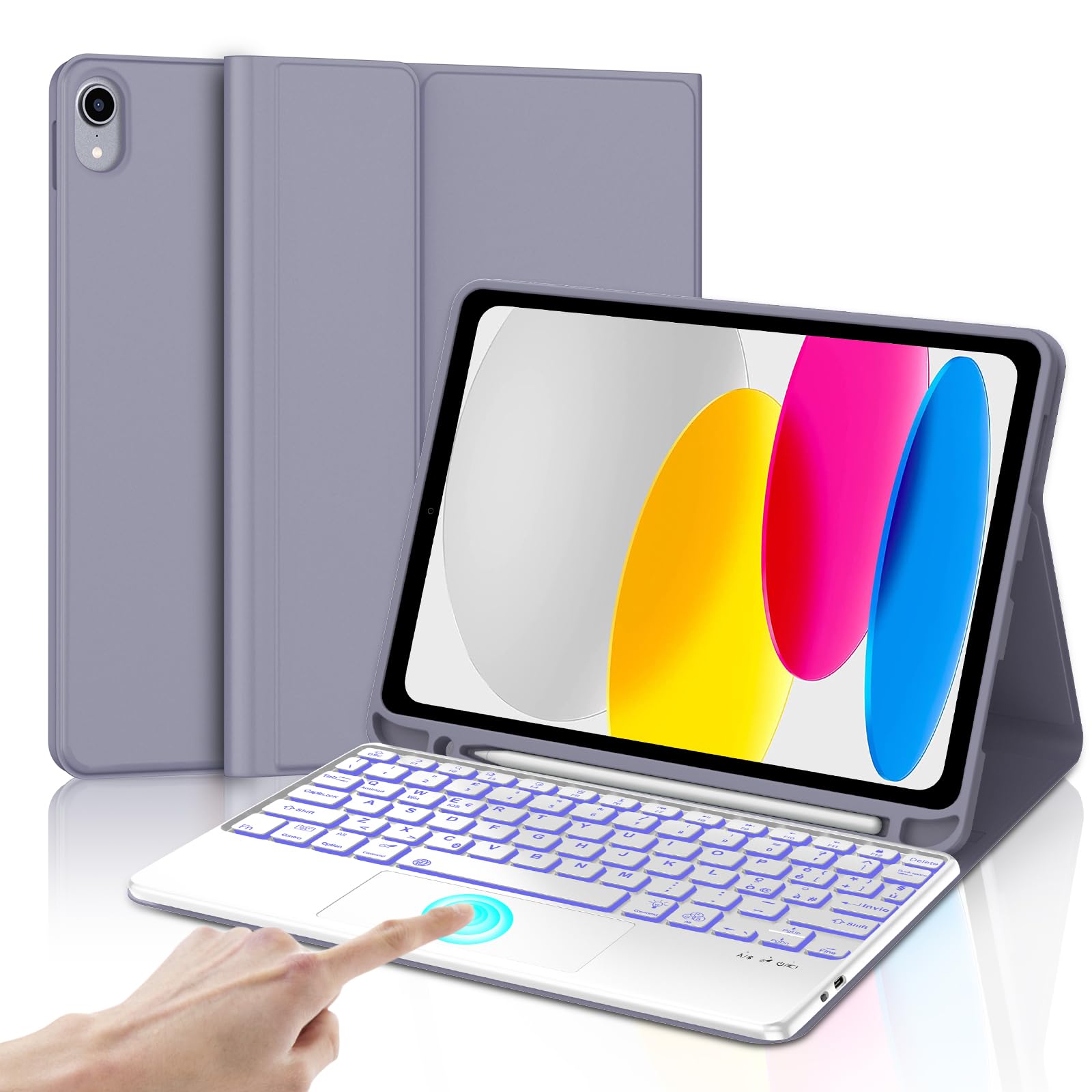 Tastiera per iPad 10/11 Generazione con Touchpad, Viola