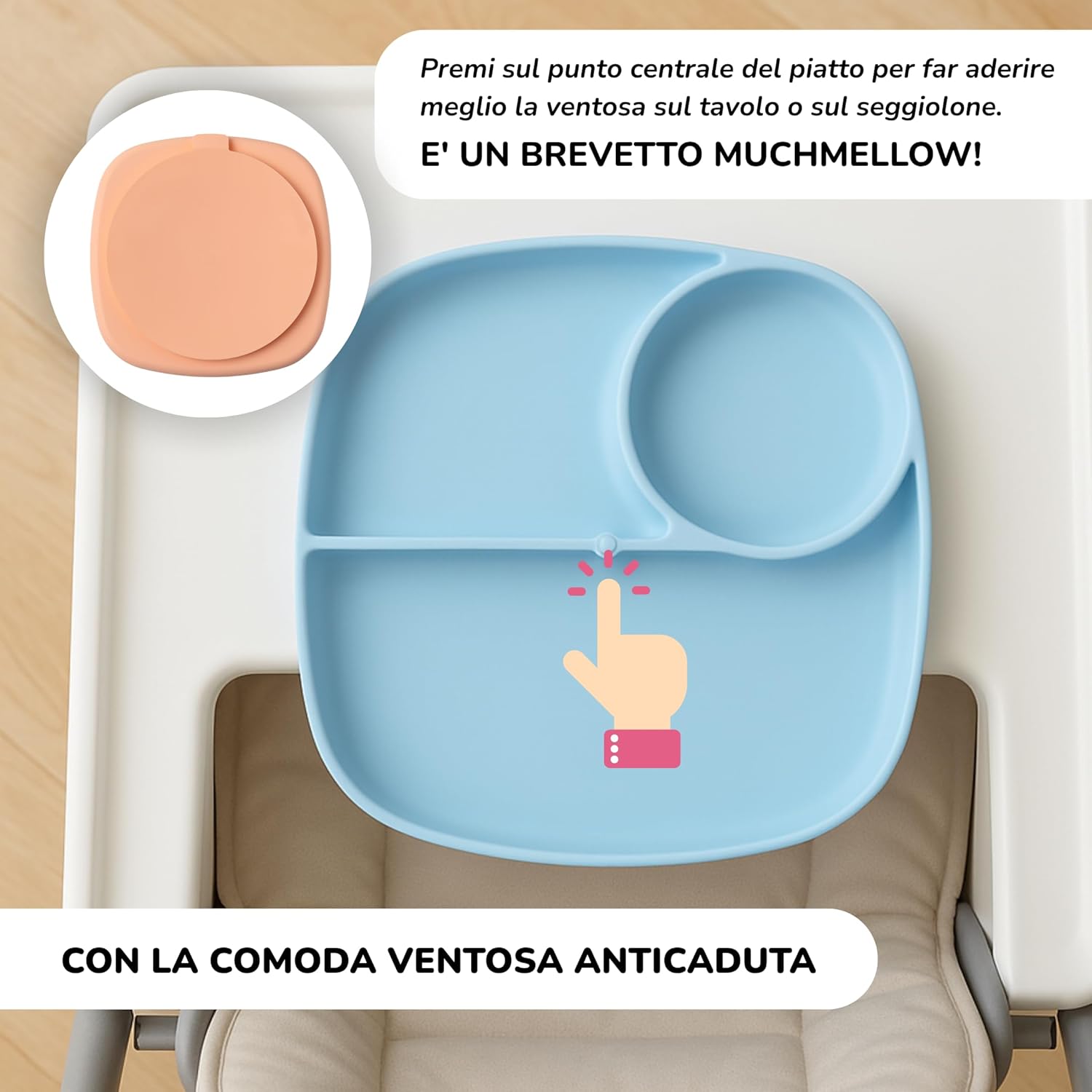 Muchmellow Set Pappa Silicone 4 Pezzi, Blu - immagine 10