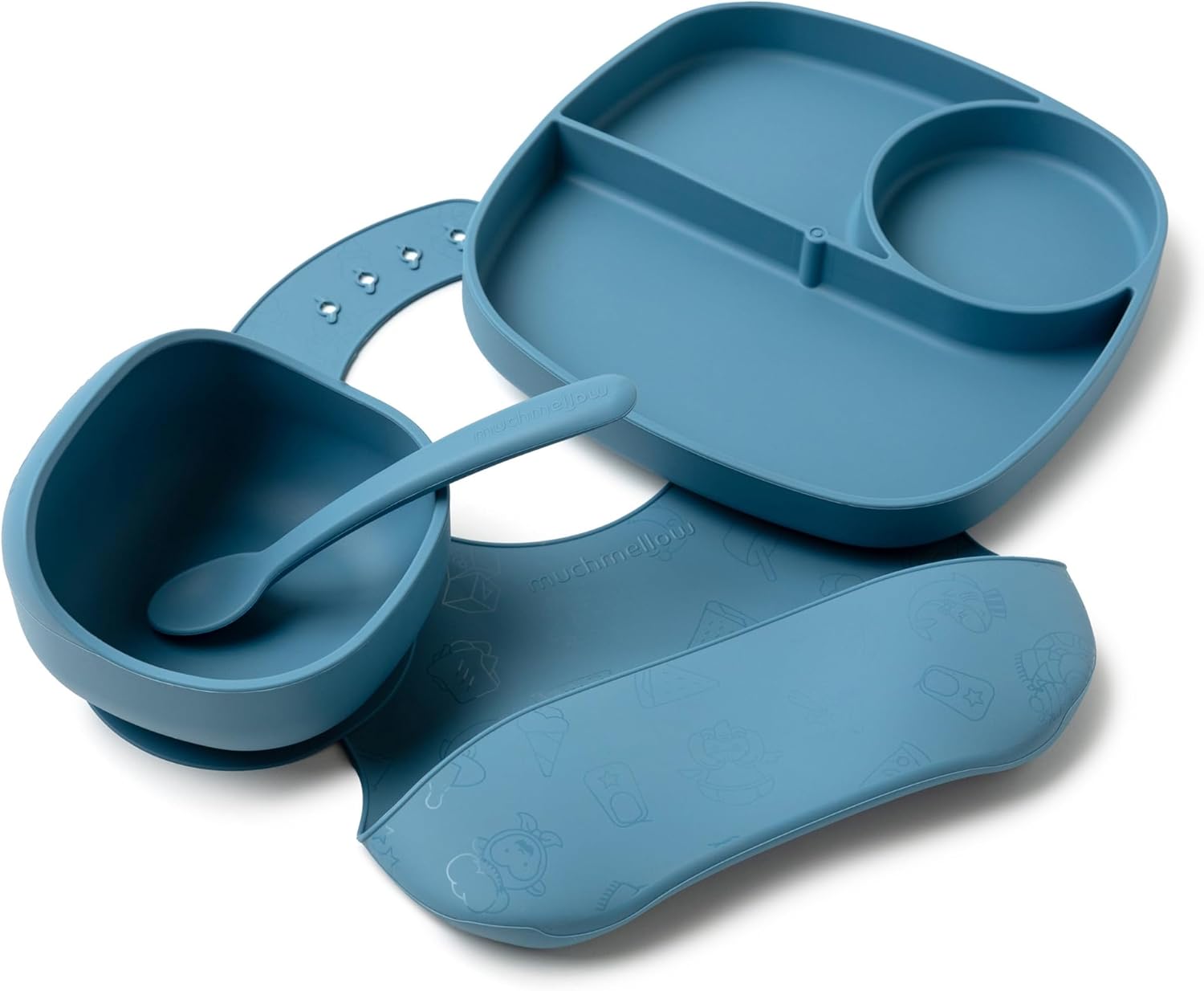Muchmellow Set Pappa Silicone 4 Pezzi, Blu - immagine 1