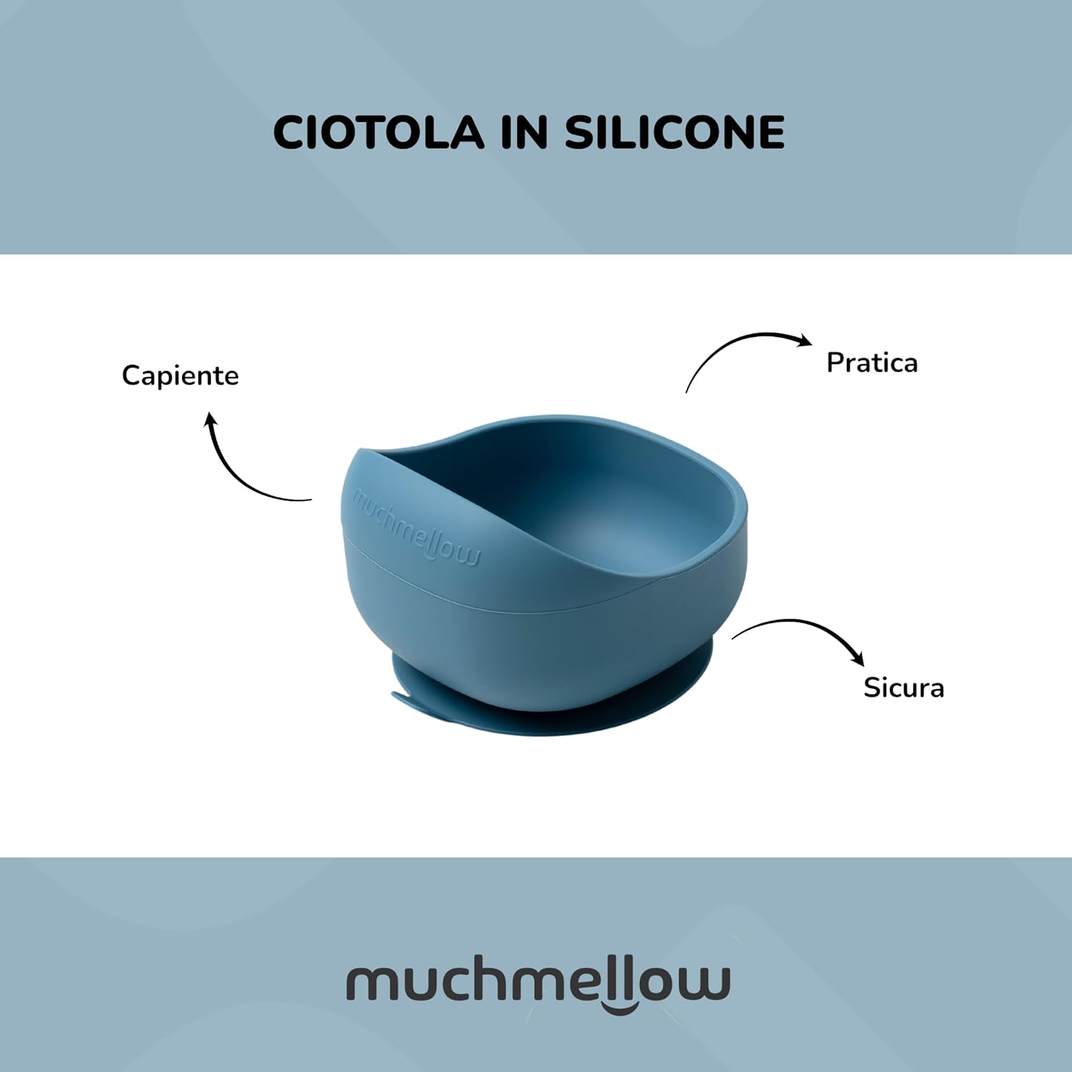 Muchmellow Set Pappa Silicone 4 Pezzi, Blu - immagine 5