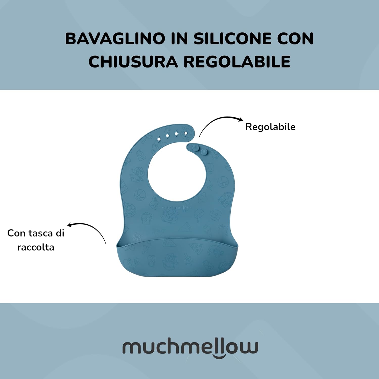 Muchmellow Set Pappa Silicone 4 Pezzi, Blu - immagine 6