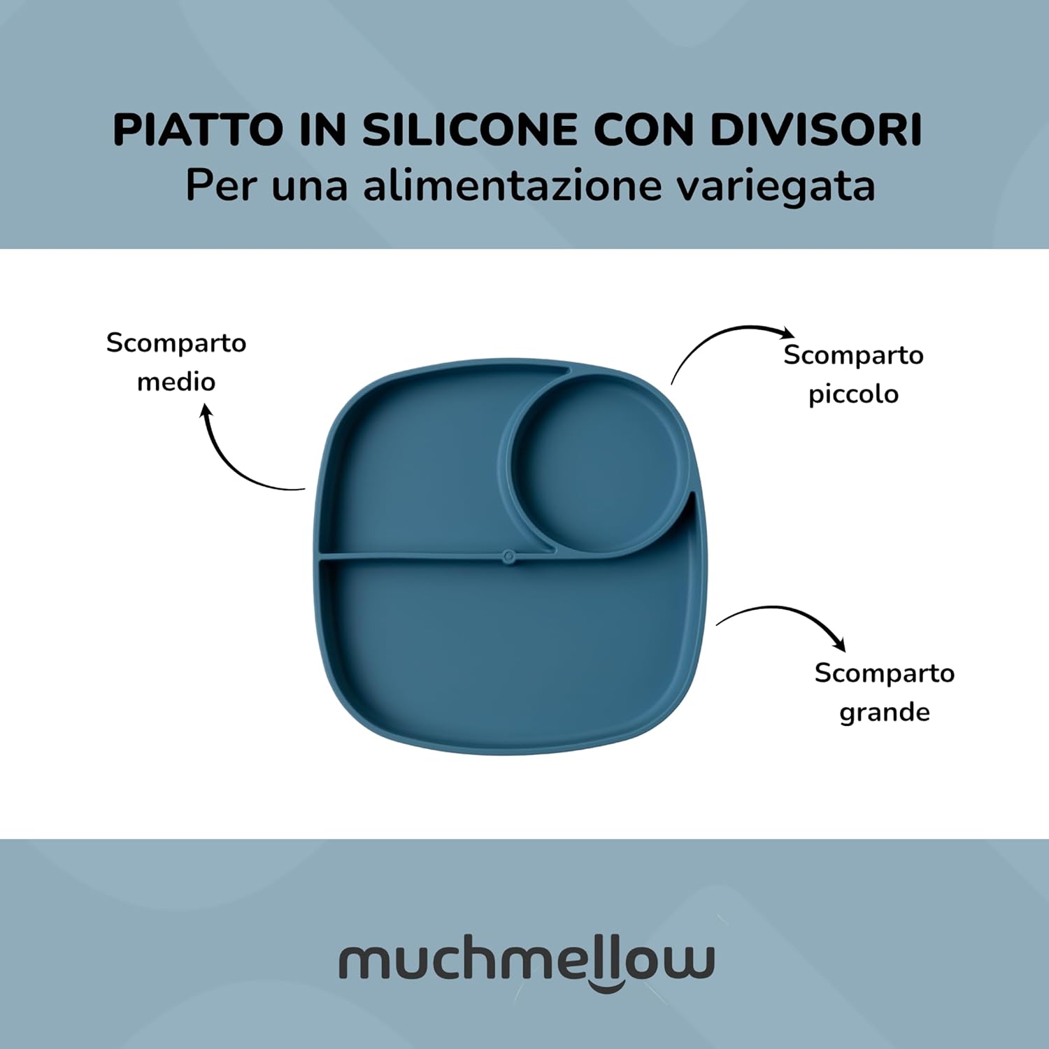 Muchmellow Set Pappa Silicone 4 Pezzi, Blu - immagine 7