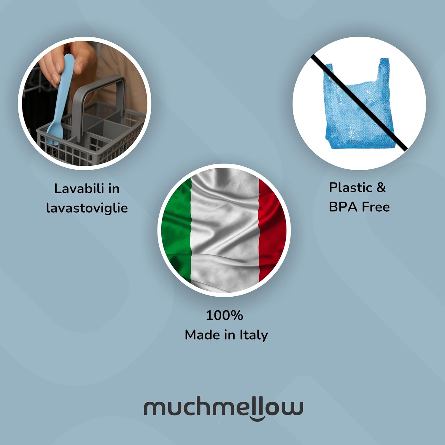Muchmellow Set Pappa Silicone 4 Pezzi, Blu - immagine 9