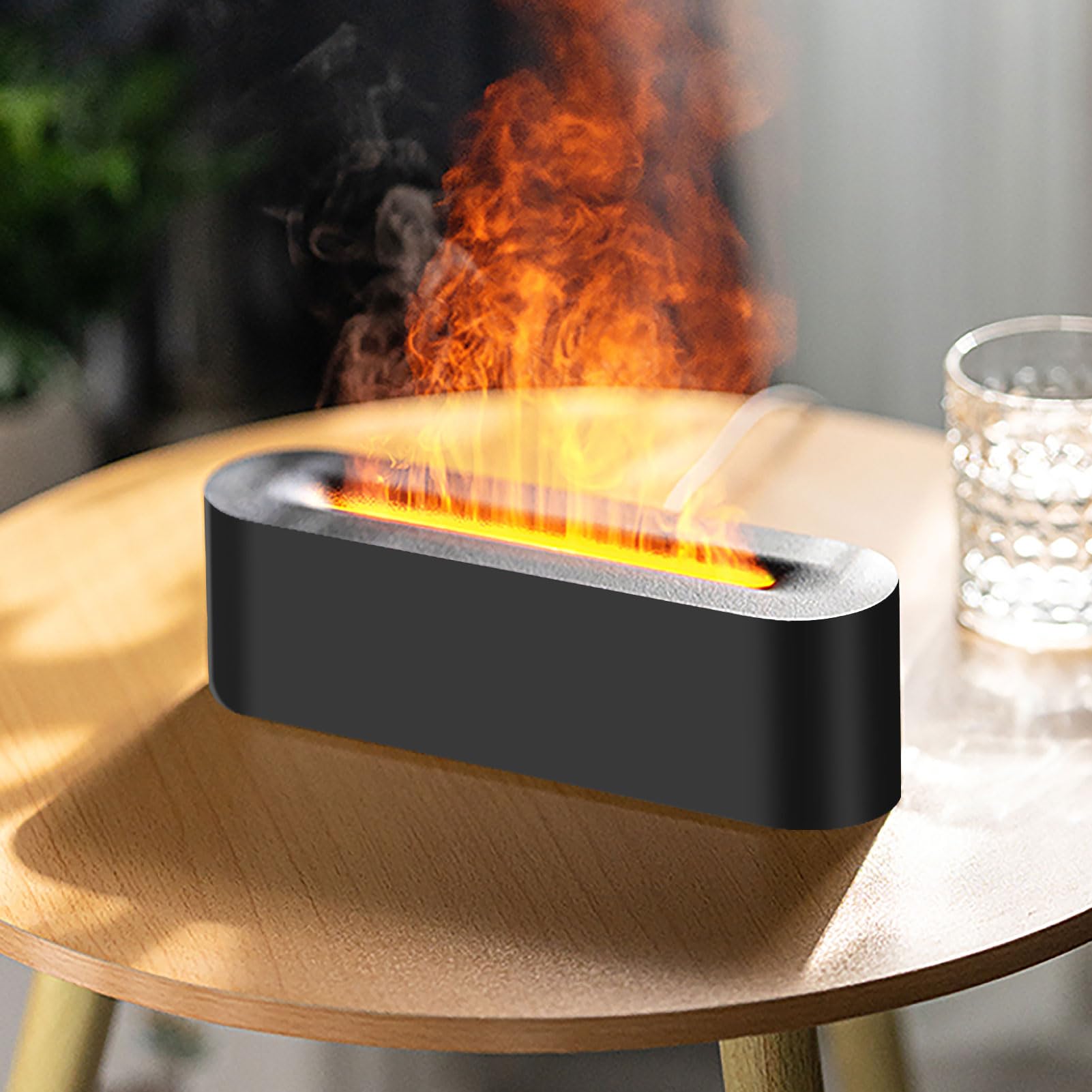 Diffusore Oli Essenziali con Effetto Fiamma e 7 Luci LED