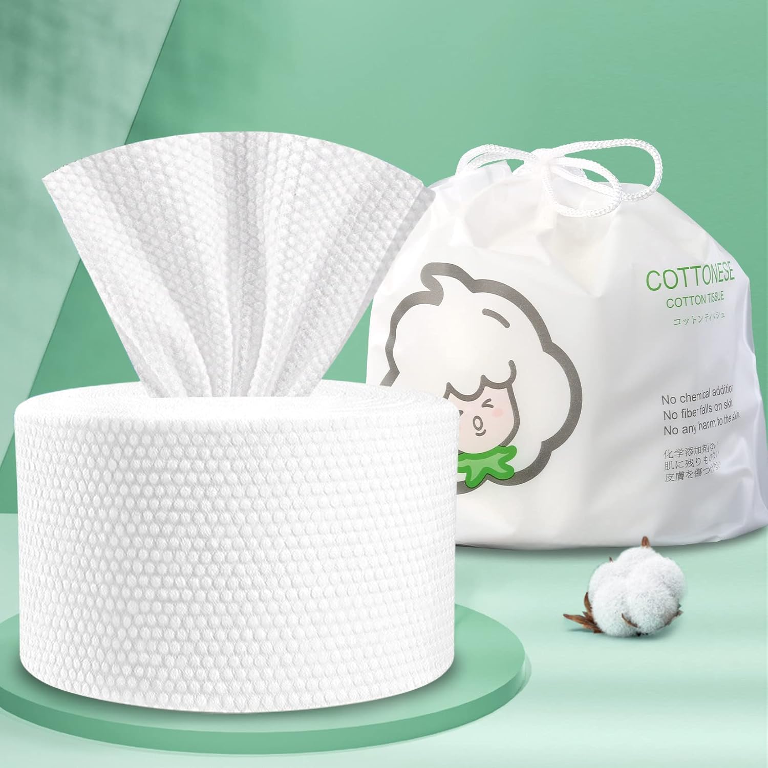 80 salviette monouso per il viso, 100% cotone non tessuto, per pelli sensibili - immagine 1