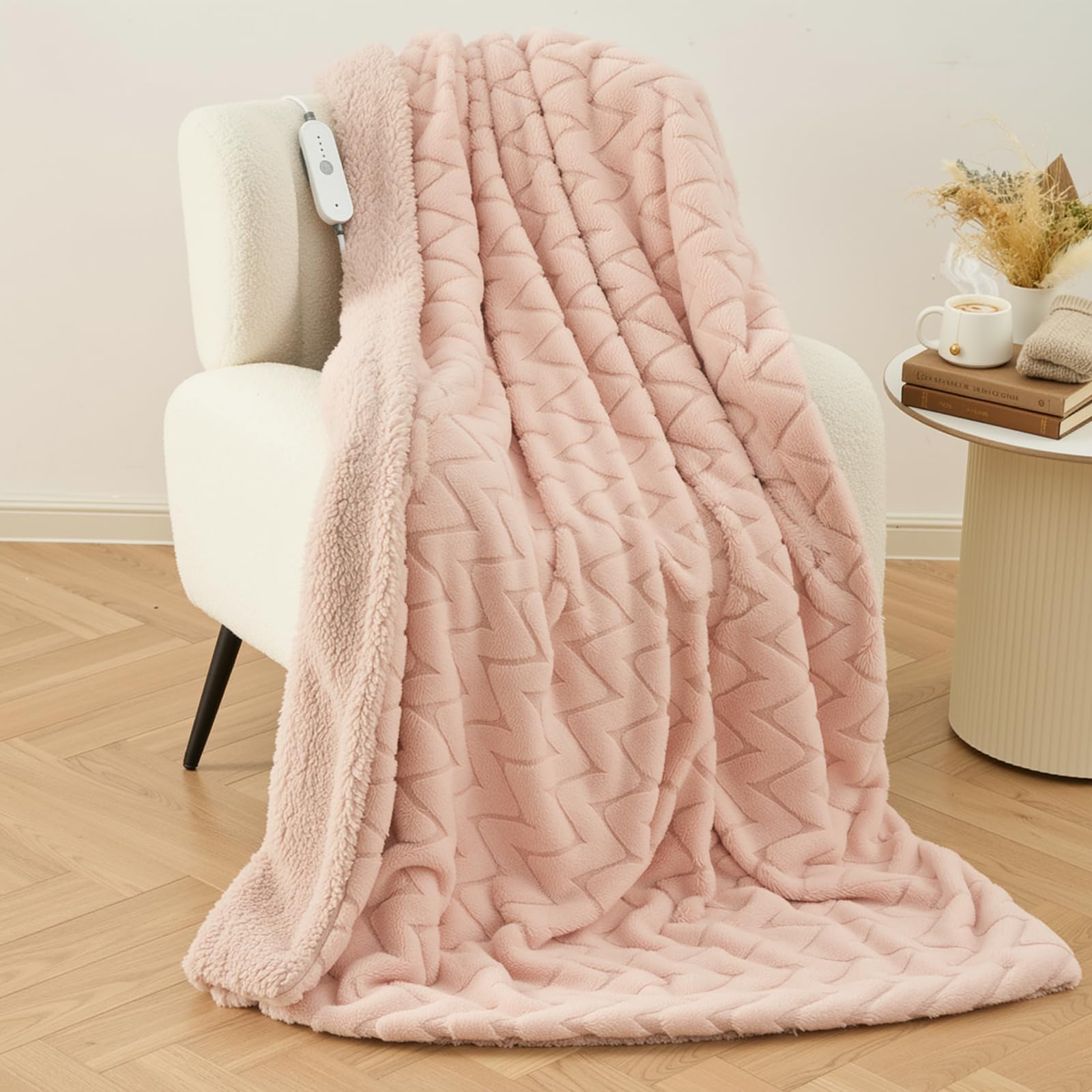 Coperta Elettrica Riscaldante 130x180cm, Rosa
