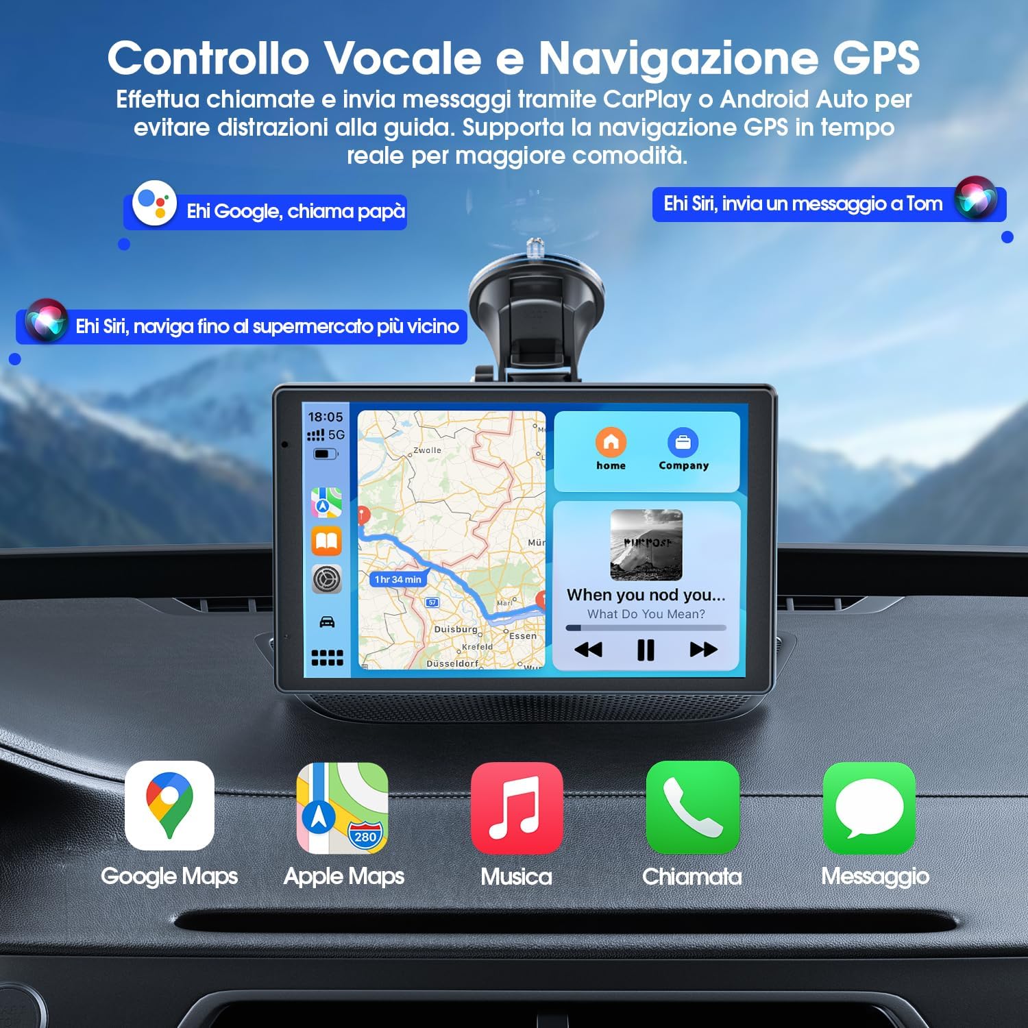 Avylet 8'' CarPlay & Android Auto con Fotocamera Posteriore - immagine 7