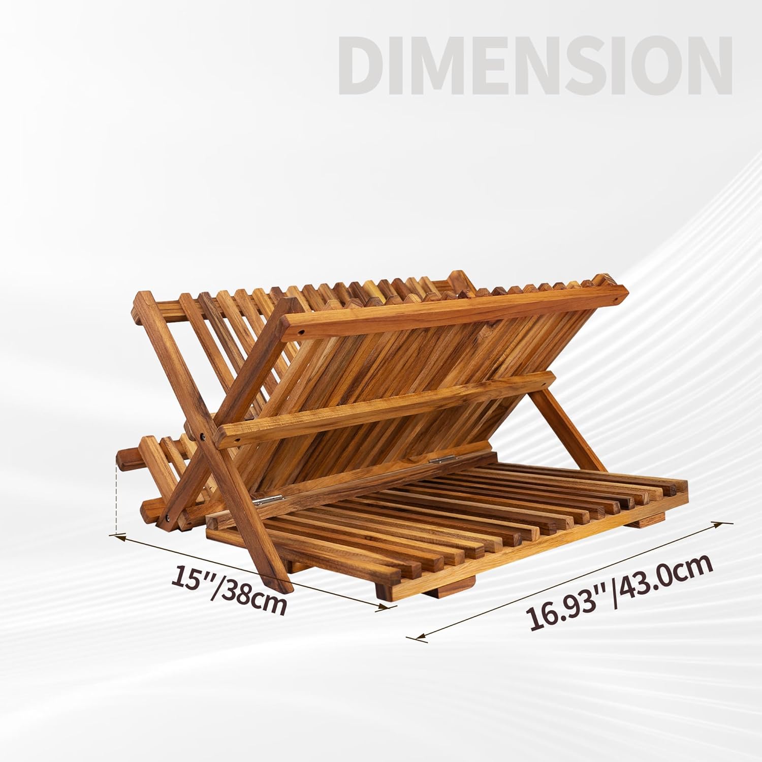 Utoplike Scolapiatti Pieghevole 3 Ripiani in Teak - immagine 3