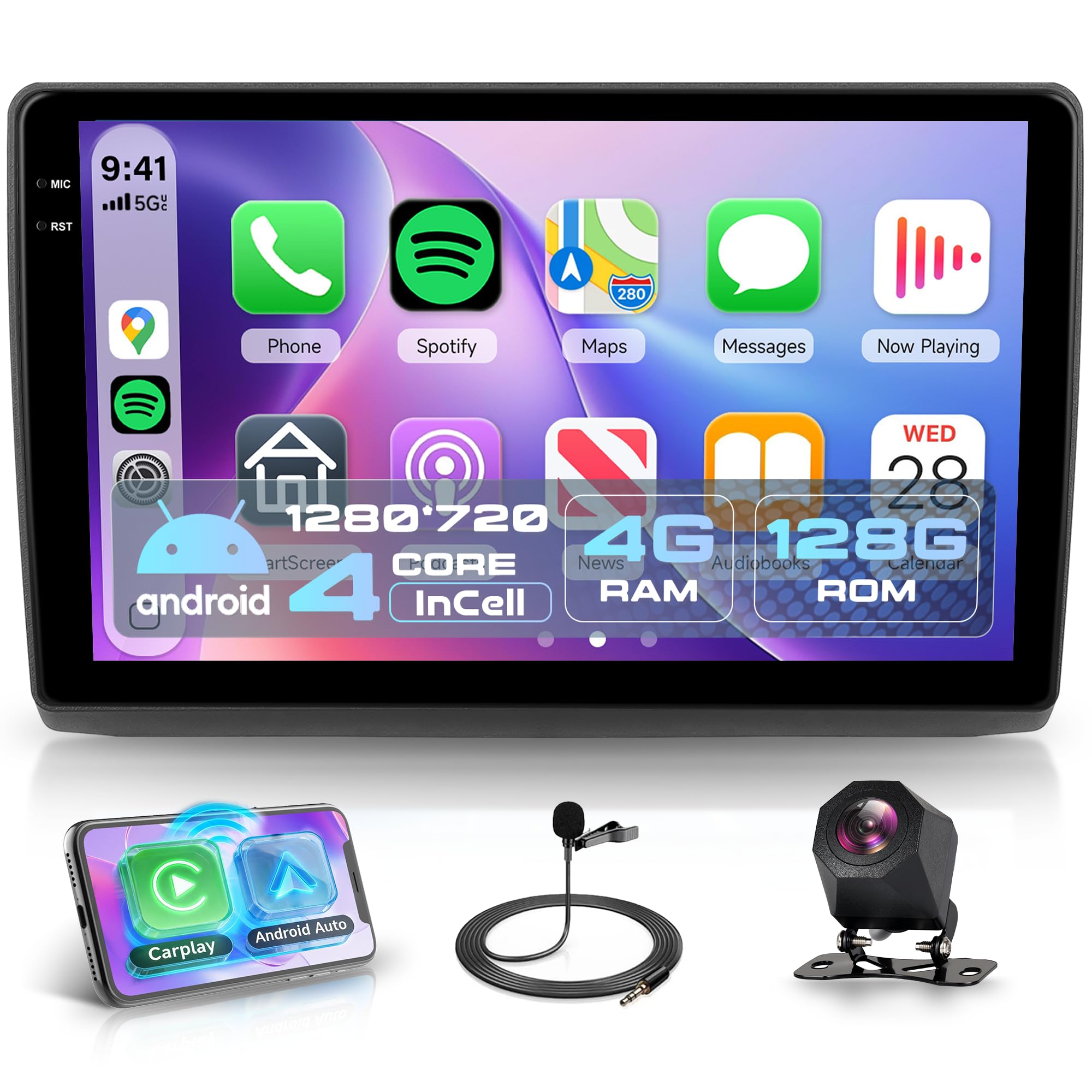 4G+128G Android Autoradio per Renault Trafic 2001-2010/Opel Vivaro 2006-2010/Nissan Primastar 2006-2014 Wireless Carplay Android Auto, 10.1 Pollici Incell Touchscreen GPS WiFi Bluetooth FM/RDS/EQ/SWC