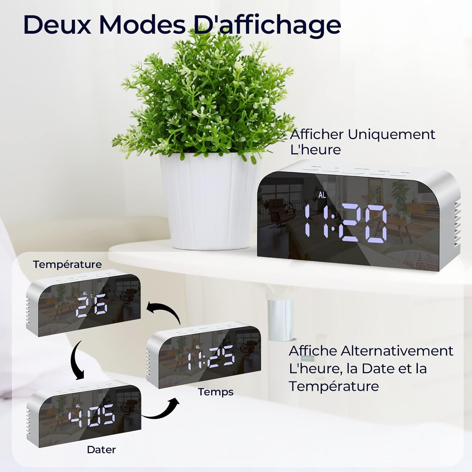 Vinabo Sveglia Digitale da Comodino con 2 Porte USB - immagine 3