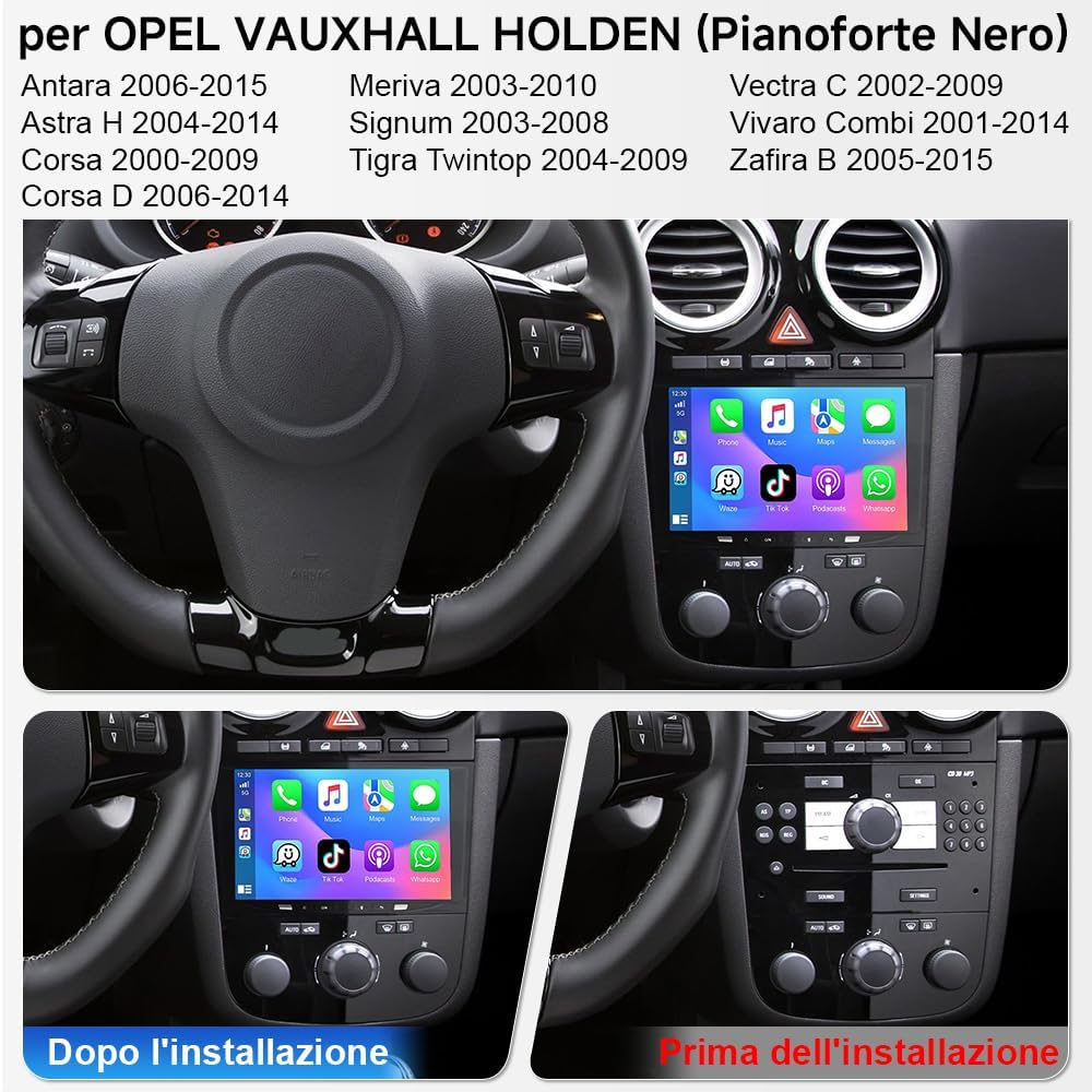 Autoradio Android 14 4+64GB per Opel Corsa D Astra Zafira - immagine 2