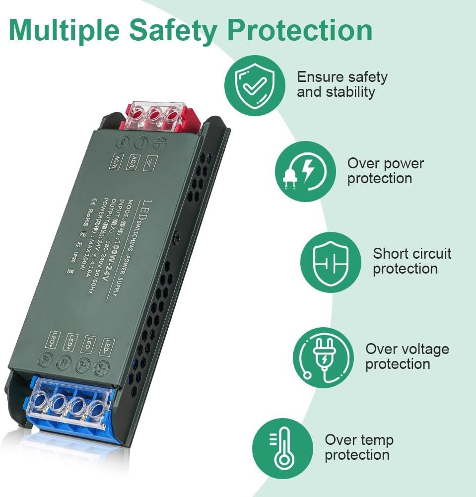 Uraqt Trasformatore LED 220V a 24V 100W - immagine 5