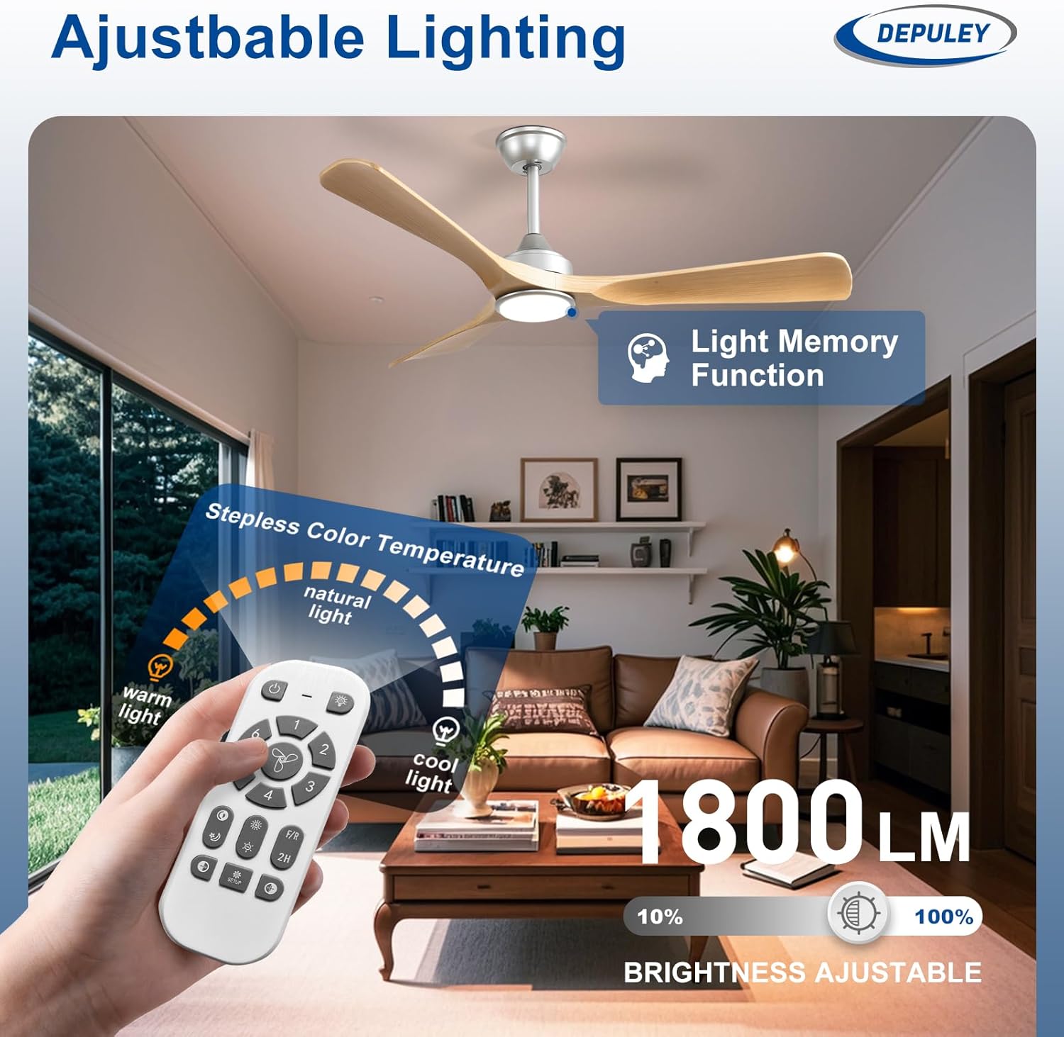 Depuley Ventilatore a Soffitto 52 Pollici - immagine 4