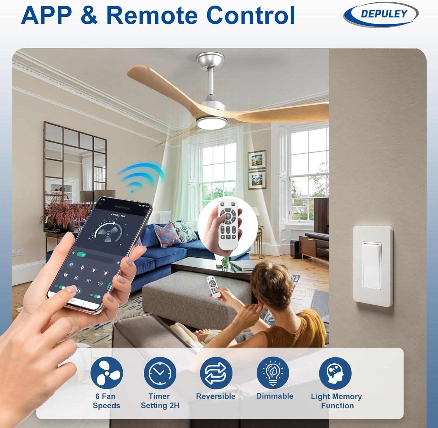 Depuley Ventilatore a Soffitto 52 Pollici - immagine 5