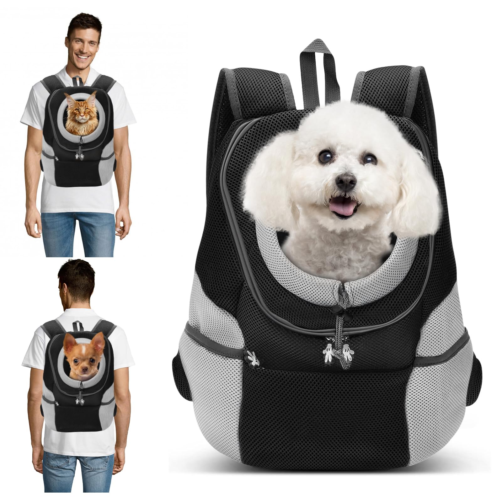 Petcute Zaino Porta Cane Marsupio per Cani e Gatti, Nero M