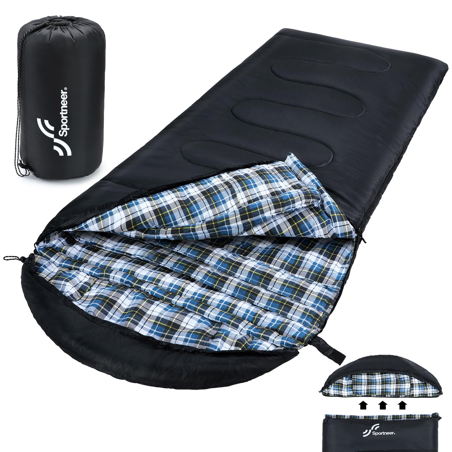 Sportneer Sacco a Pelo Invernale Flanella 220x85 cm