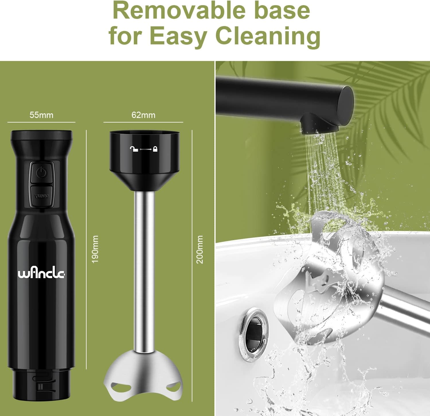 Wancle Frullatore a Immersione 600W, Black - immagine 6