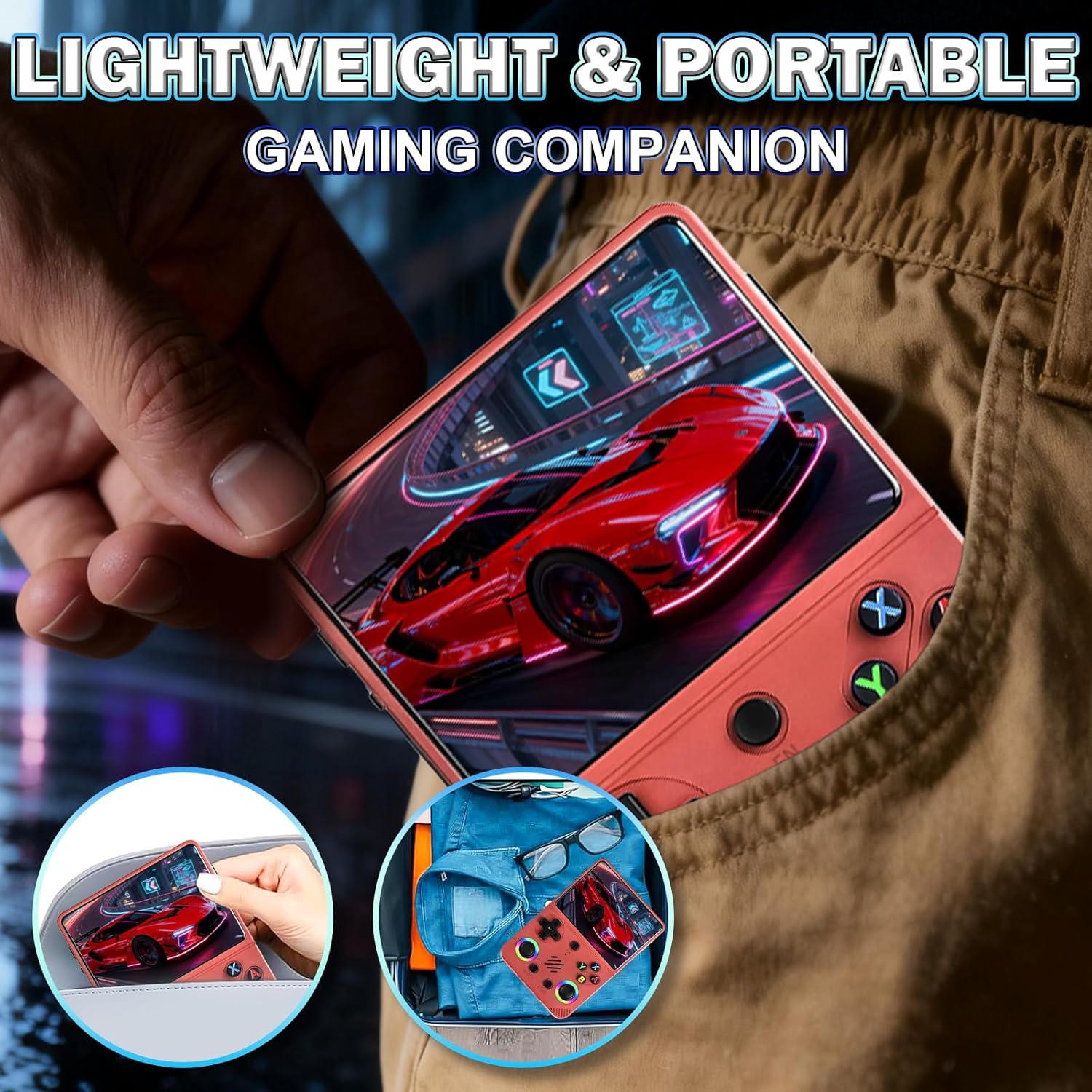 RG36PRO Retro Game Console 3.5" IPS Screen, Red - immagine 6