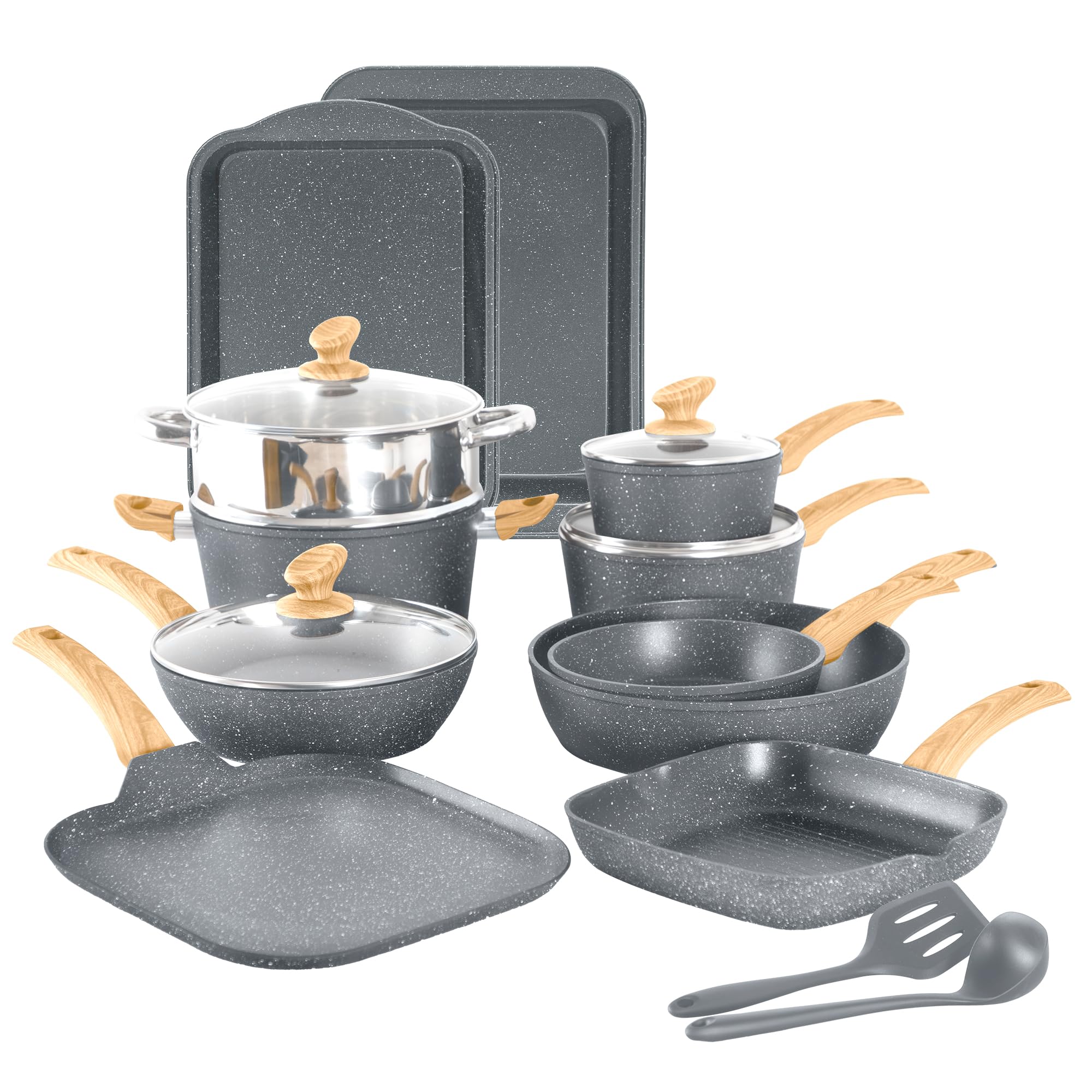 Kitchen Academy Set Pentole Induzione 17 Pezzi, Grigio