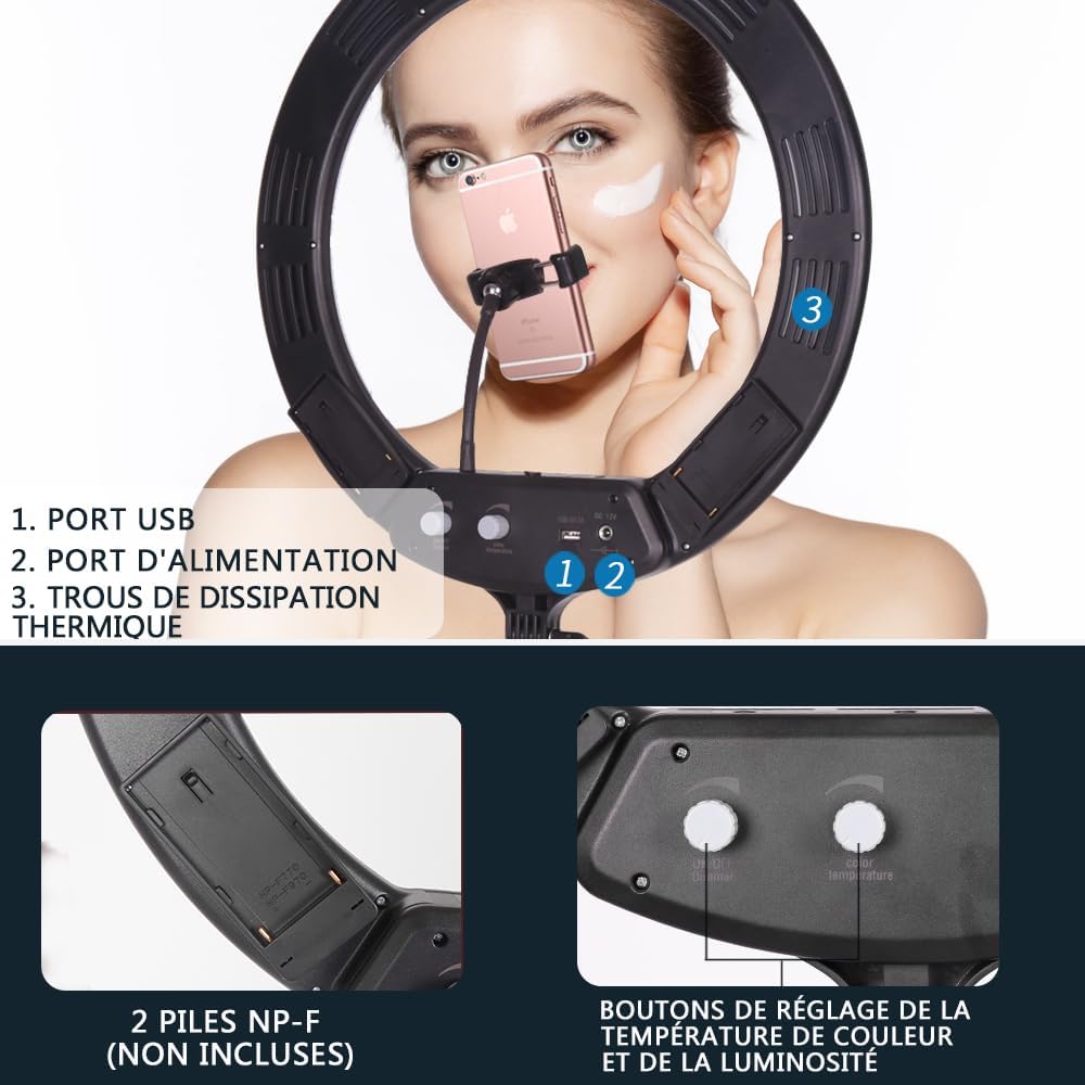 Anello Luminoso LED 18 Pollici 38W Bicolore Dimmerabile - immagine 5