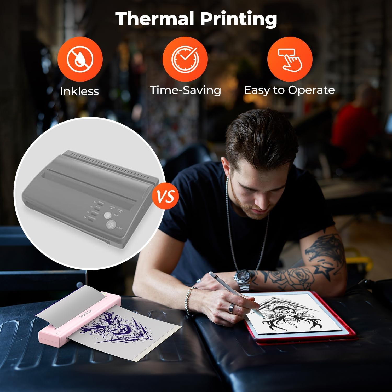 Munbyn ITP05 Stampante Stencil Tattoo, Rosa - immagine 6