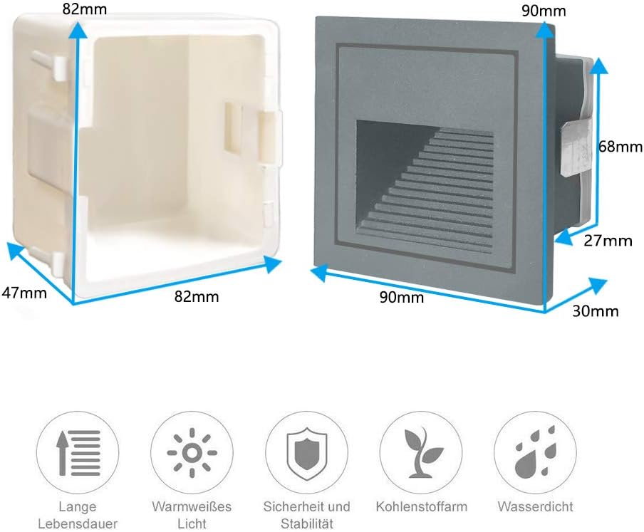 Arotelicht 8Pcs Applique LED da Incasso per Scale Grigio - immagine 2