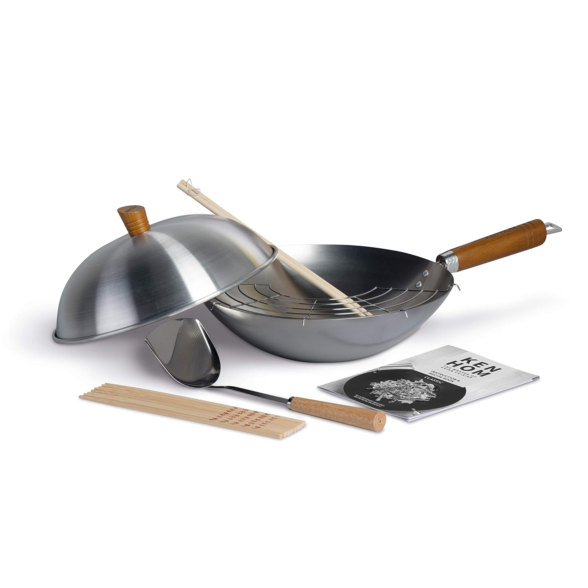 Ken Hom Set Wok 10 Pezzi Acciaio al Carbonio 31cm
