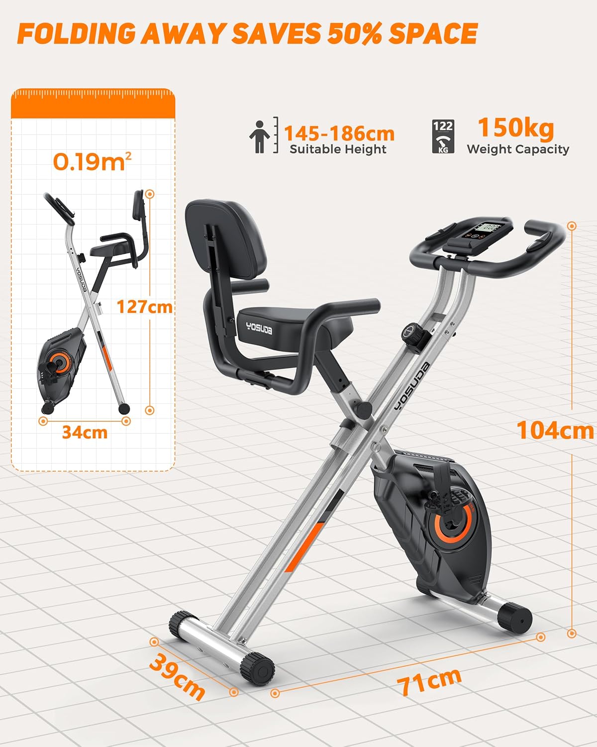 Yosuda Cyclette Pieghevole Salvaspazio - immagine 4