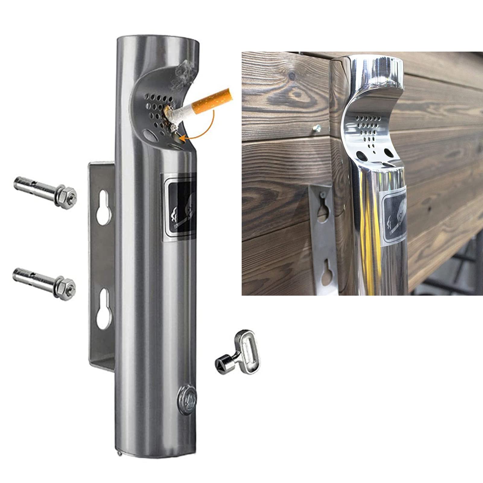 Courti Posacenere da Parete in Acciaio Inox