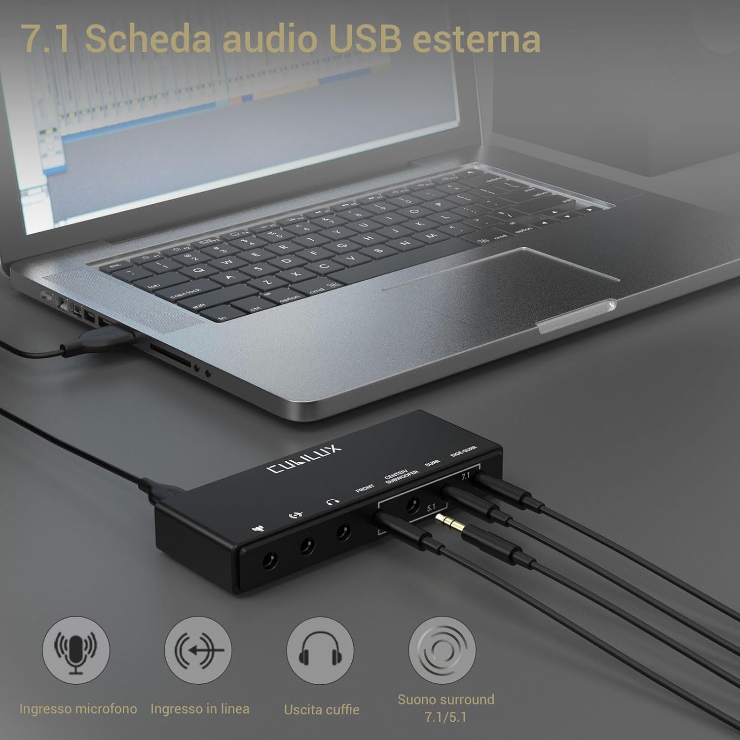 Cubilux Scheda Audio Surround 7.1 USB-A 48KHz 384KHz - immagine 2