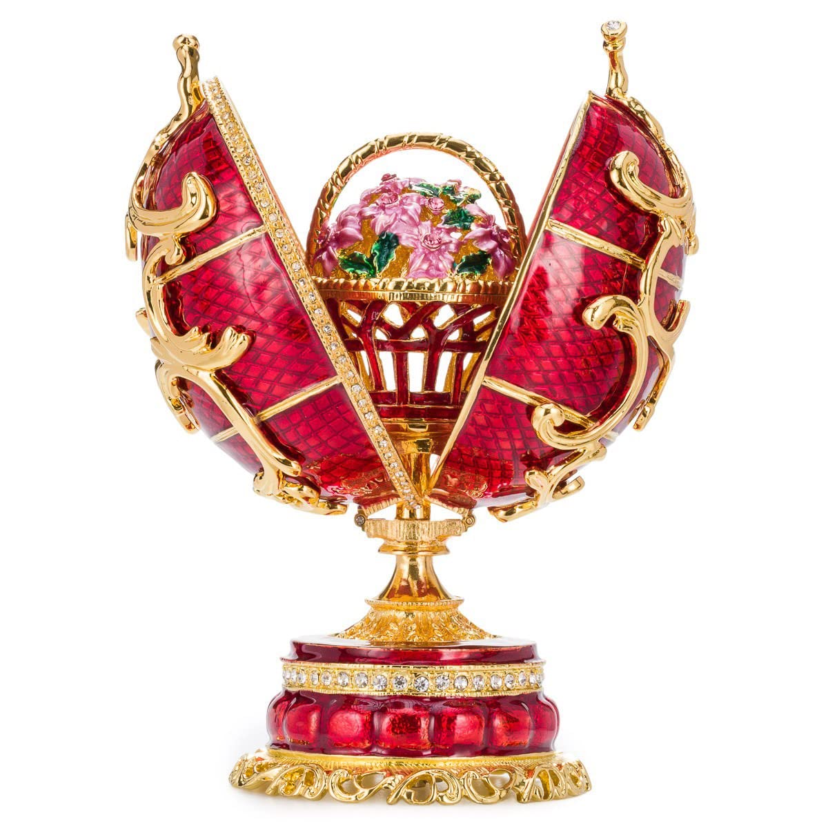 Danila-souvenirs - Uovo Musicale Stile Fabergé 16,5cm, Rosso
