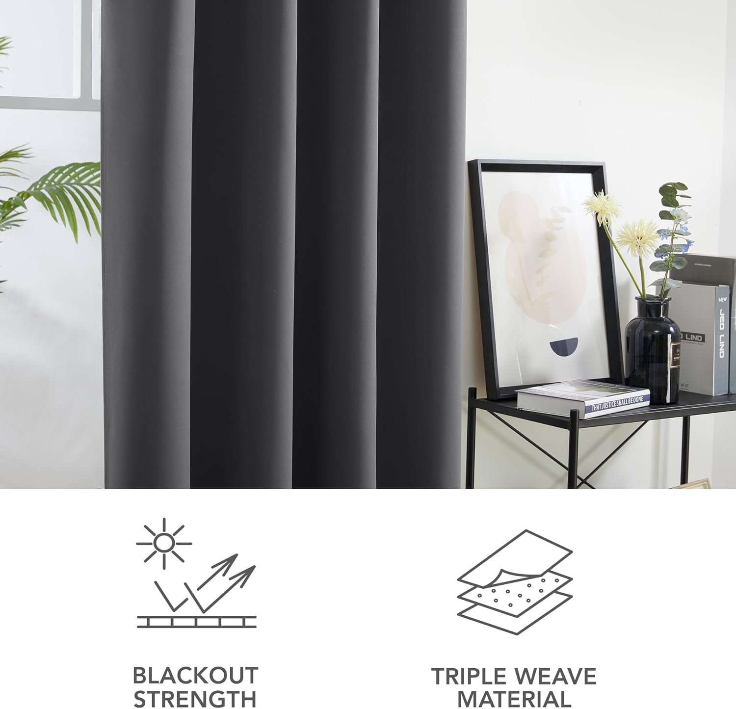 Deconovo Tende Oscuranti Termiche 2 Pezzi, Grigio Scuro - immagine 7