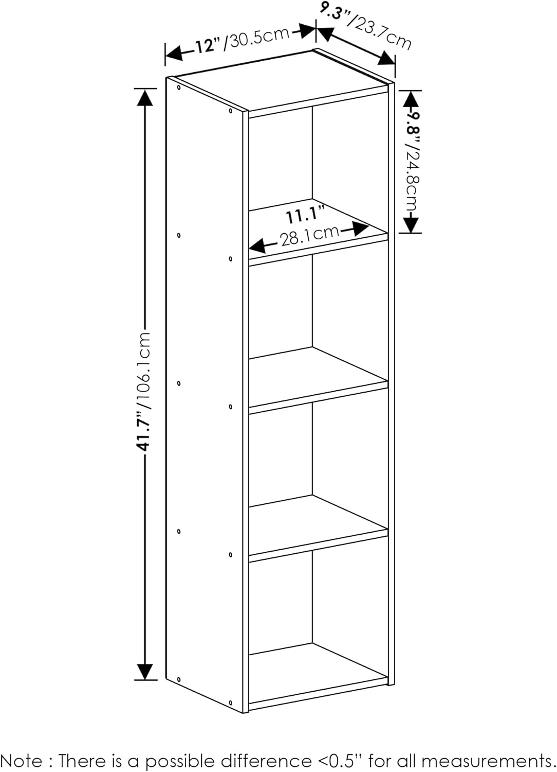 Furinno Pasir Libreria a 4 ripiani aperti, bianco - immagine 3
