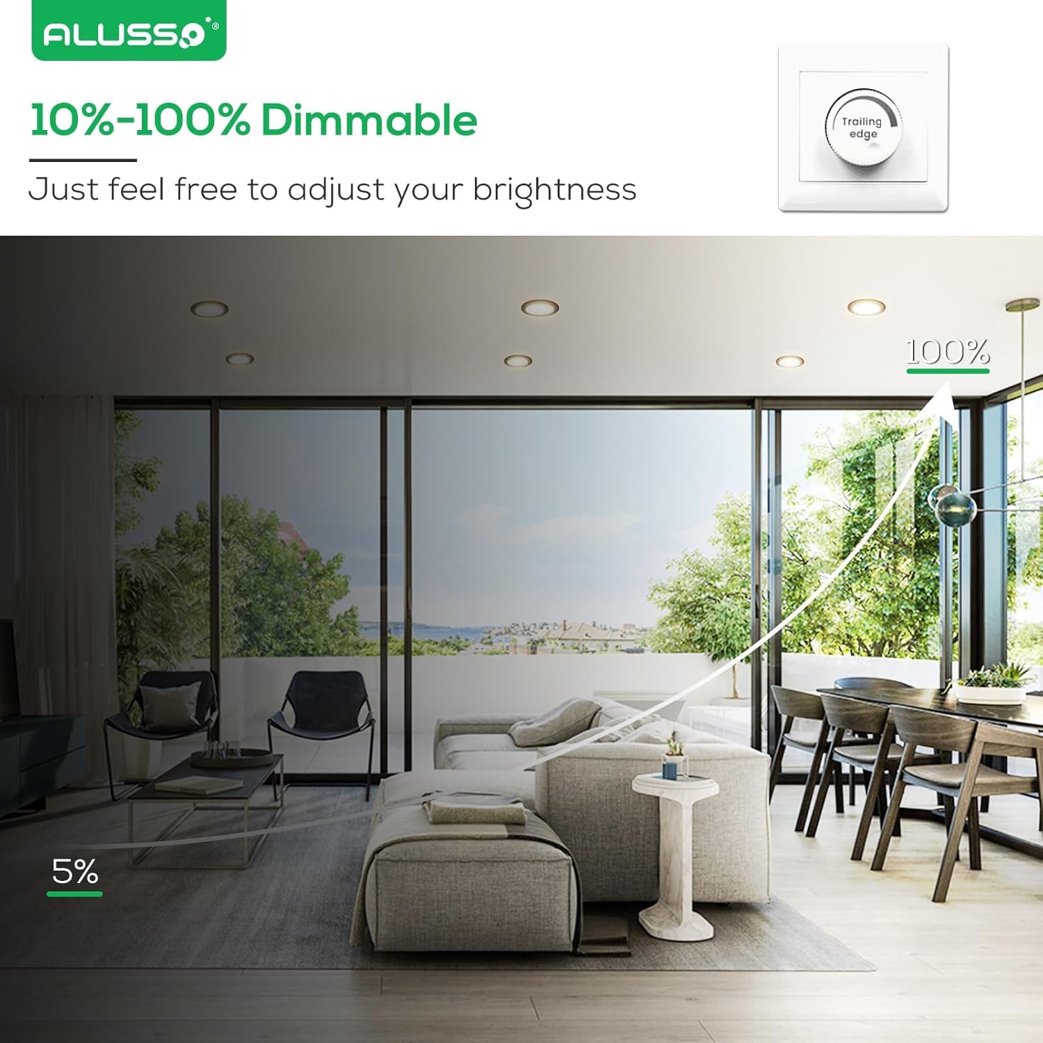 Alusso Faretti LED da Incasso 230V 5W Dimmerabili, Set 6 - immagine 4